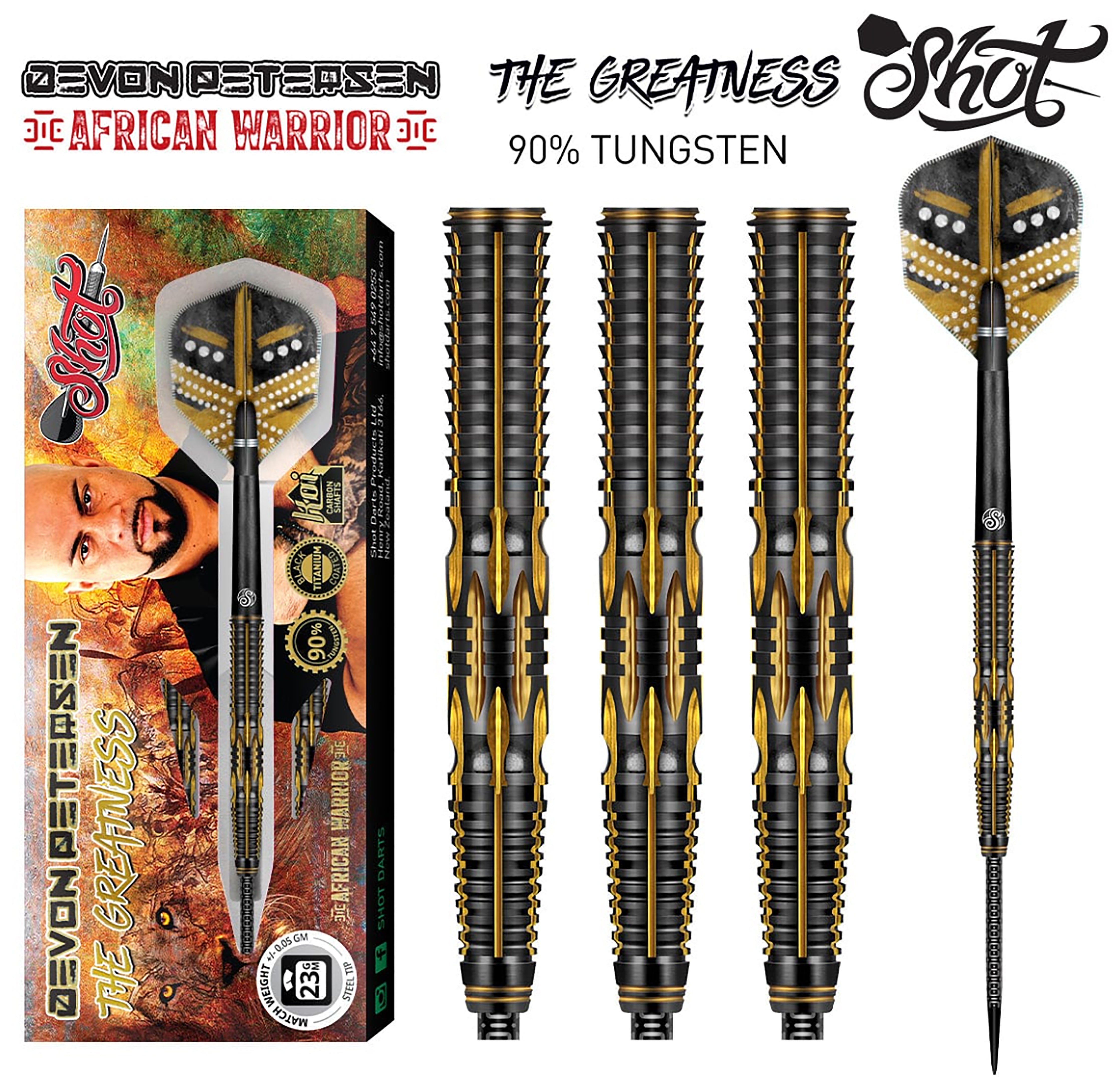 Shot Devon Petersen - Greatness - Steel Tip Dart - 90% Tungsten - 22g