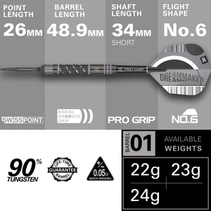 Target - Dimitri Van Den Bergh X Echo - 90% Tungsten Darts - Swiss - 22g 23g 24g