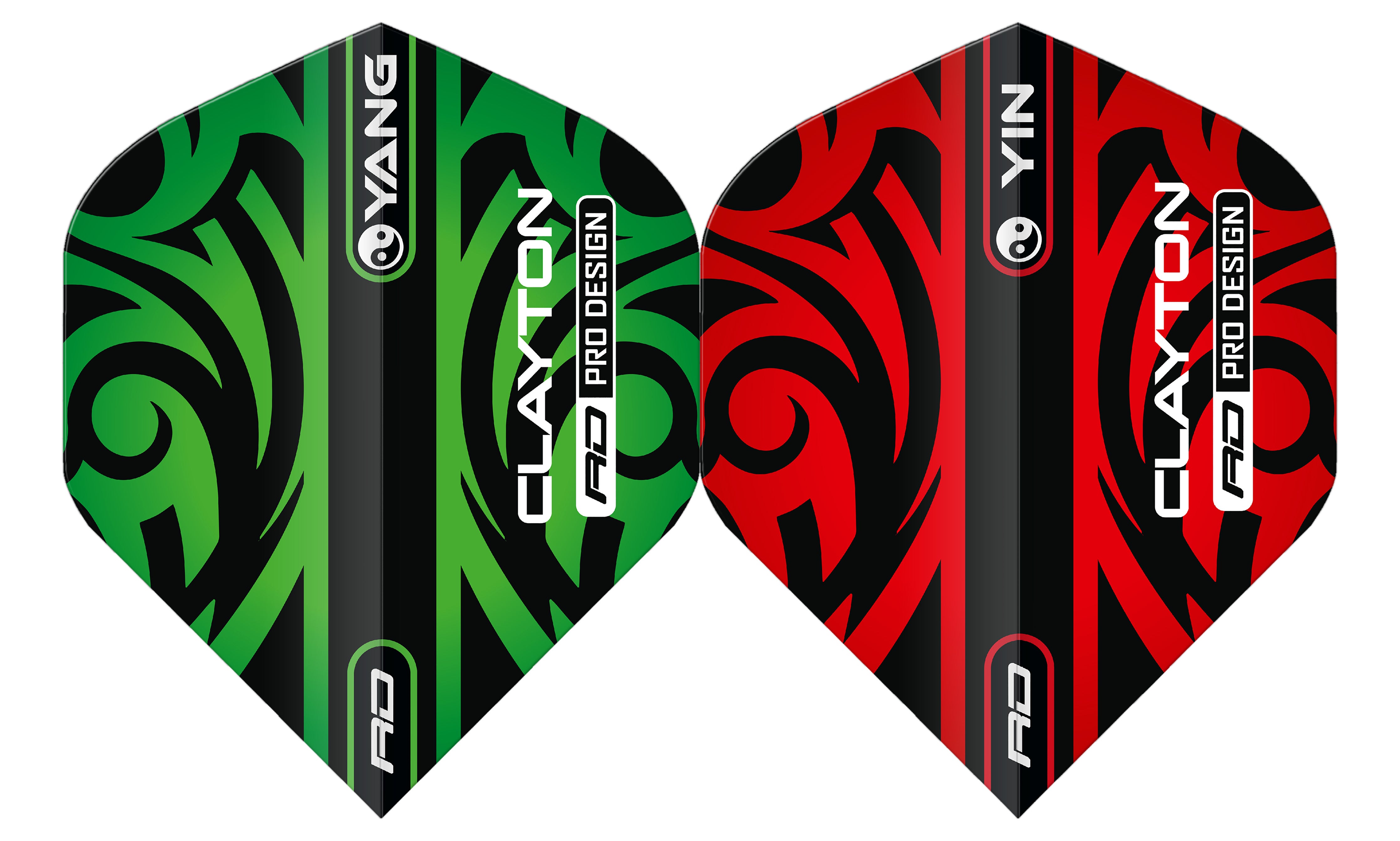 Red Dragon Jonny Clayton - The Ferret - Yin Yang - Green & Red - Standard Dart Flights