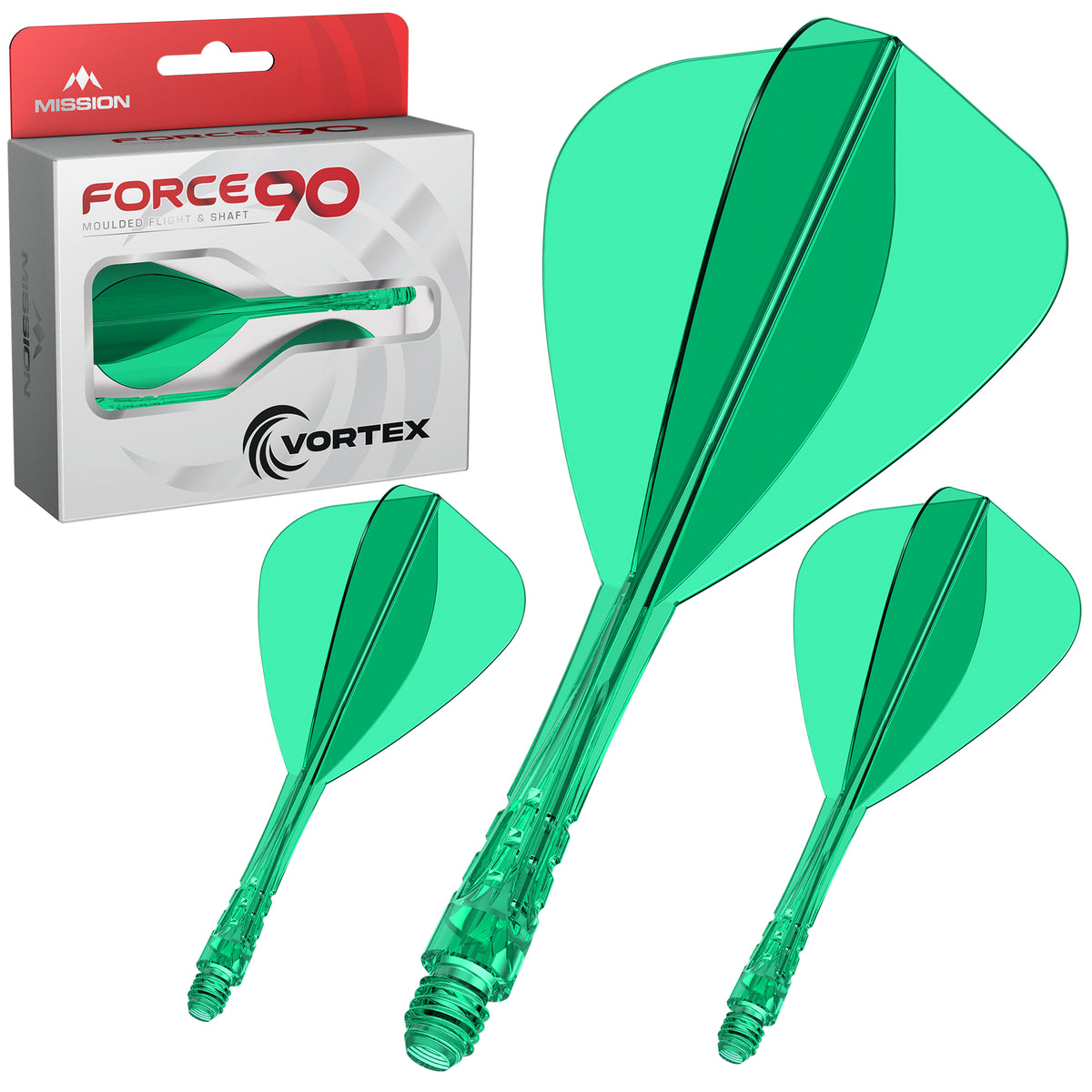 Mission Force 90 Vortex - Moulded Flight & Shaft - Kite - Clear Green