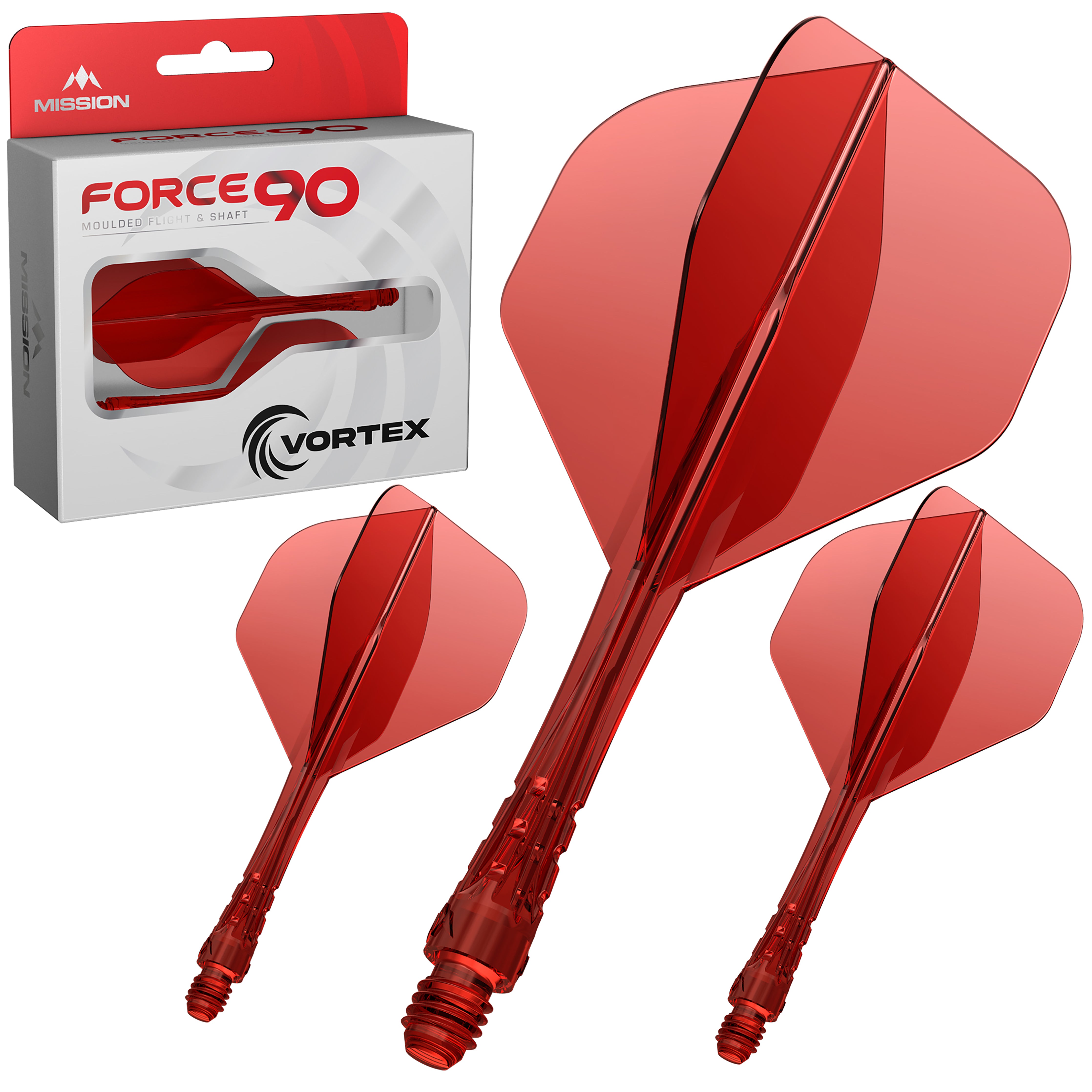 Mission Force 90 Vortex - Moulded Flight & Shaft - Standard No2 - Clear Red