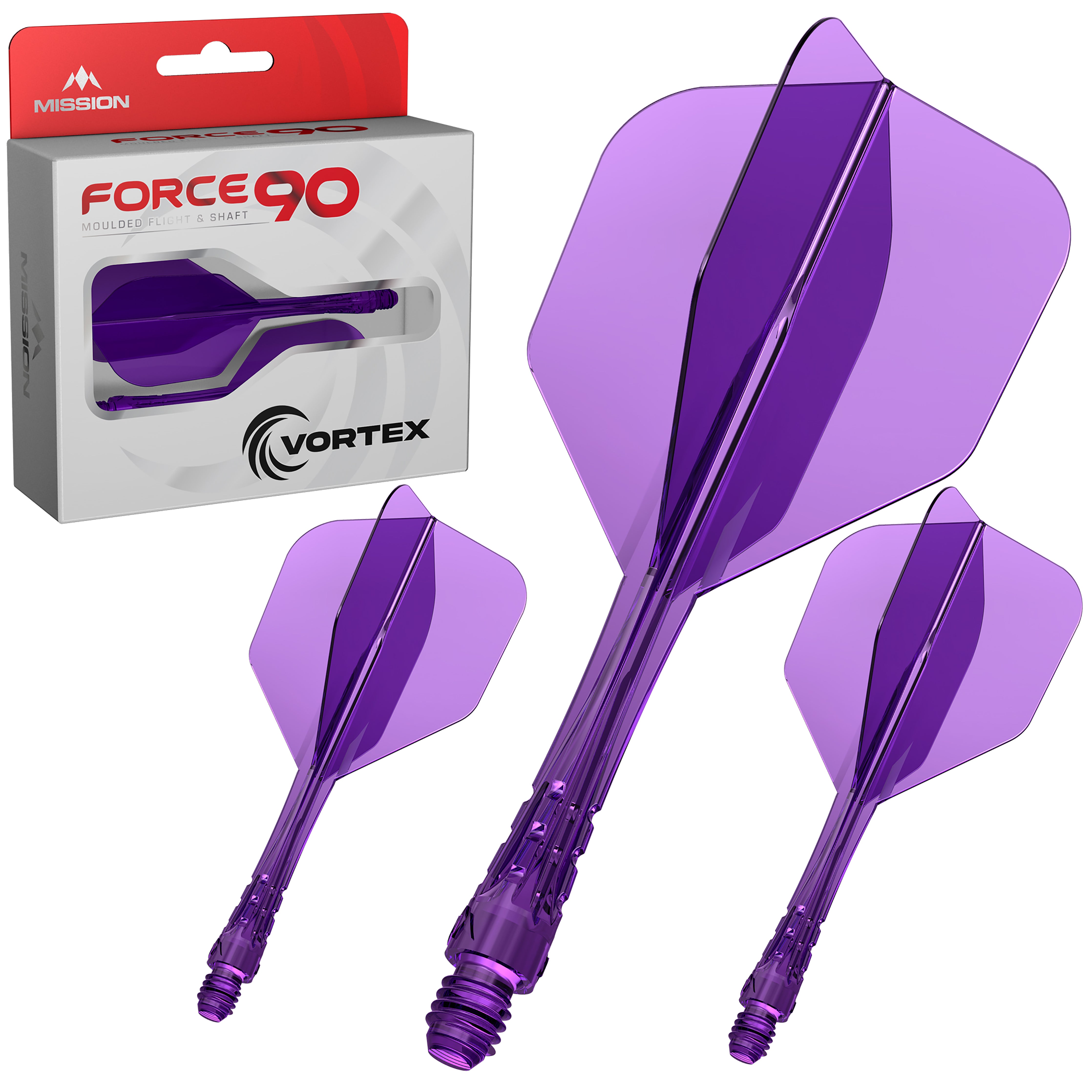 Mission Force 90 Vortex - Moulded Flight & Shaft - Standard No6 - Clear Purple