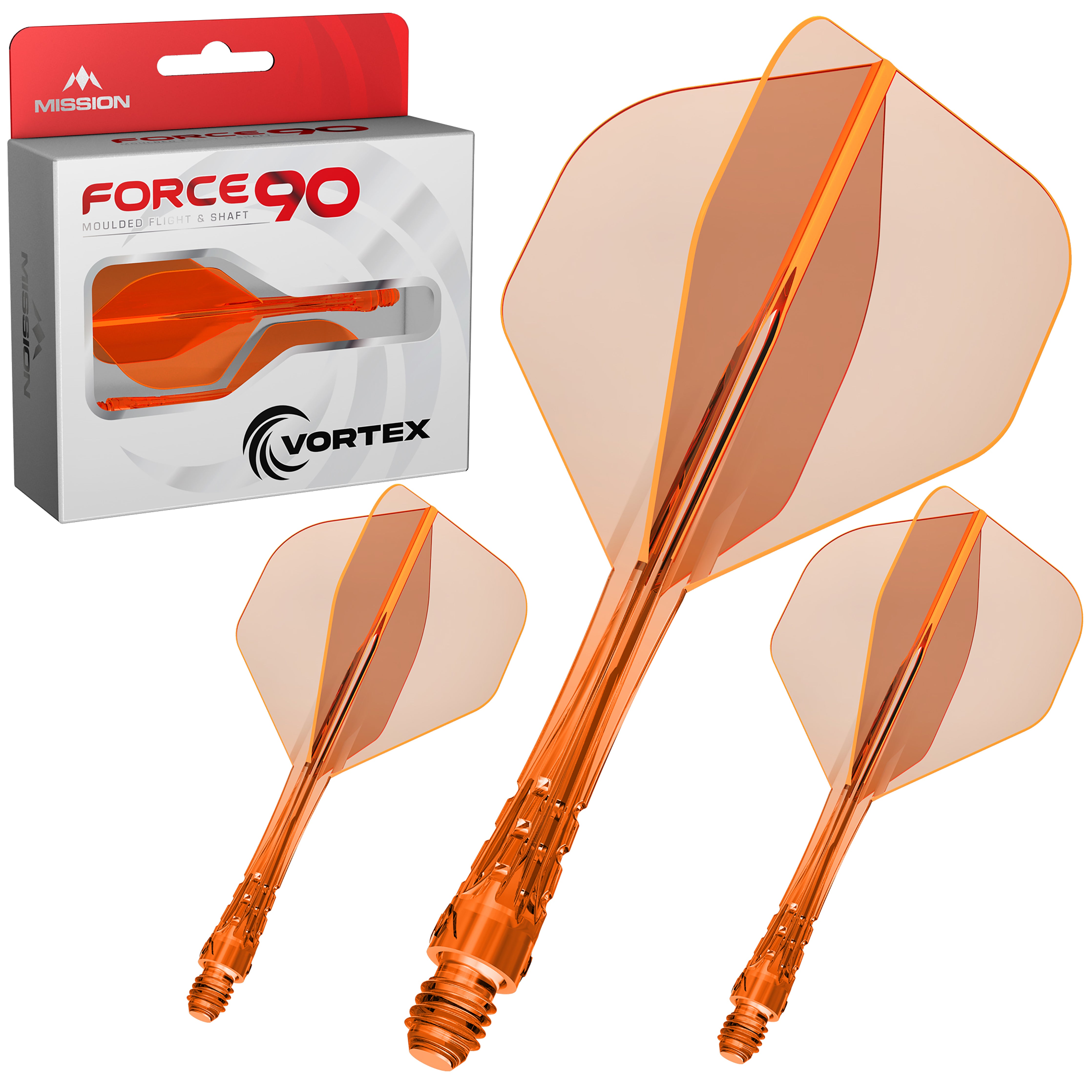Mission Force 90 Vortex - Moulded Flight & Shaft - Standard No2 - Clear Neon Orange