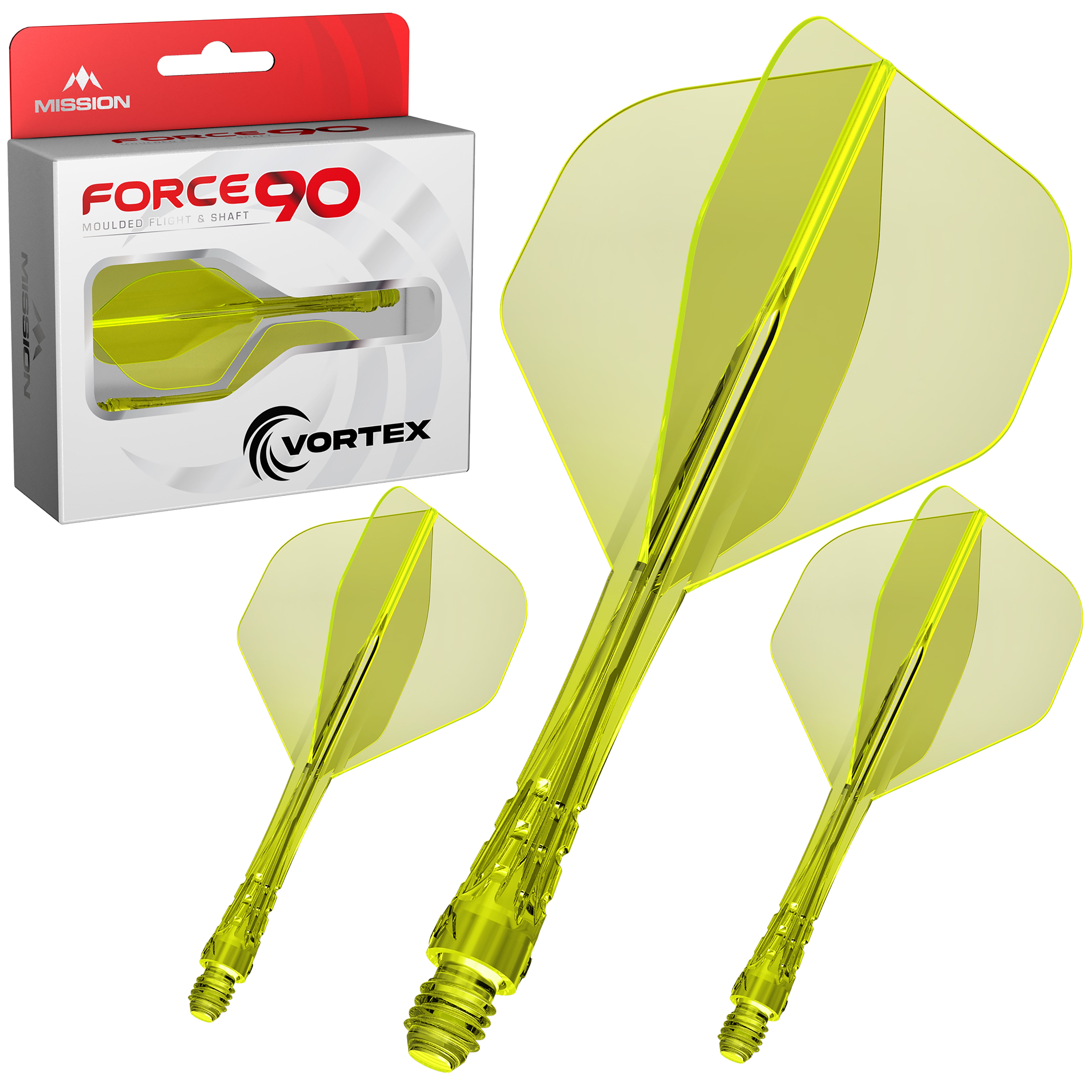 Mission Force 90 Vortex - Moulded Flight & Shaft - Standard No2 - Clear Neon Yellow