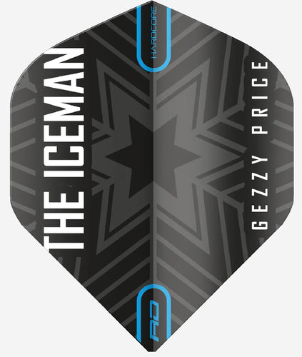 Red Dragon Gerwyn Price - Iceman - Hardcore - Black & Grey - Logo - Dart Flights