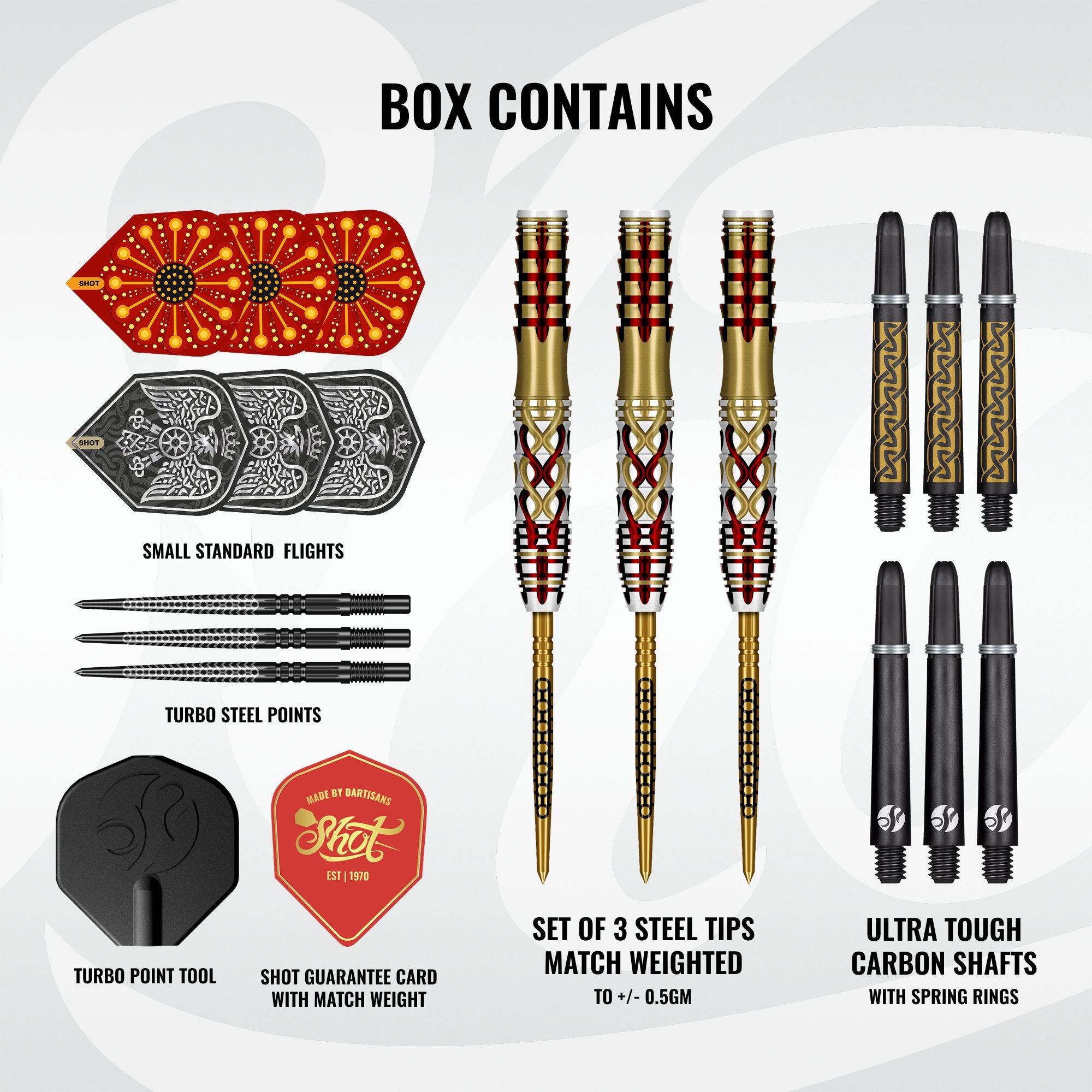Shot Goths Alaric Steel Tip Dart Set - 95% Tungsten - Turbo Point - 23g 24g 25g