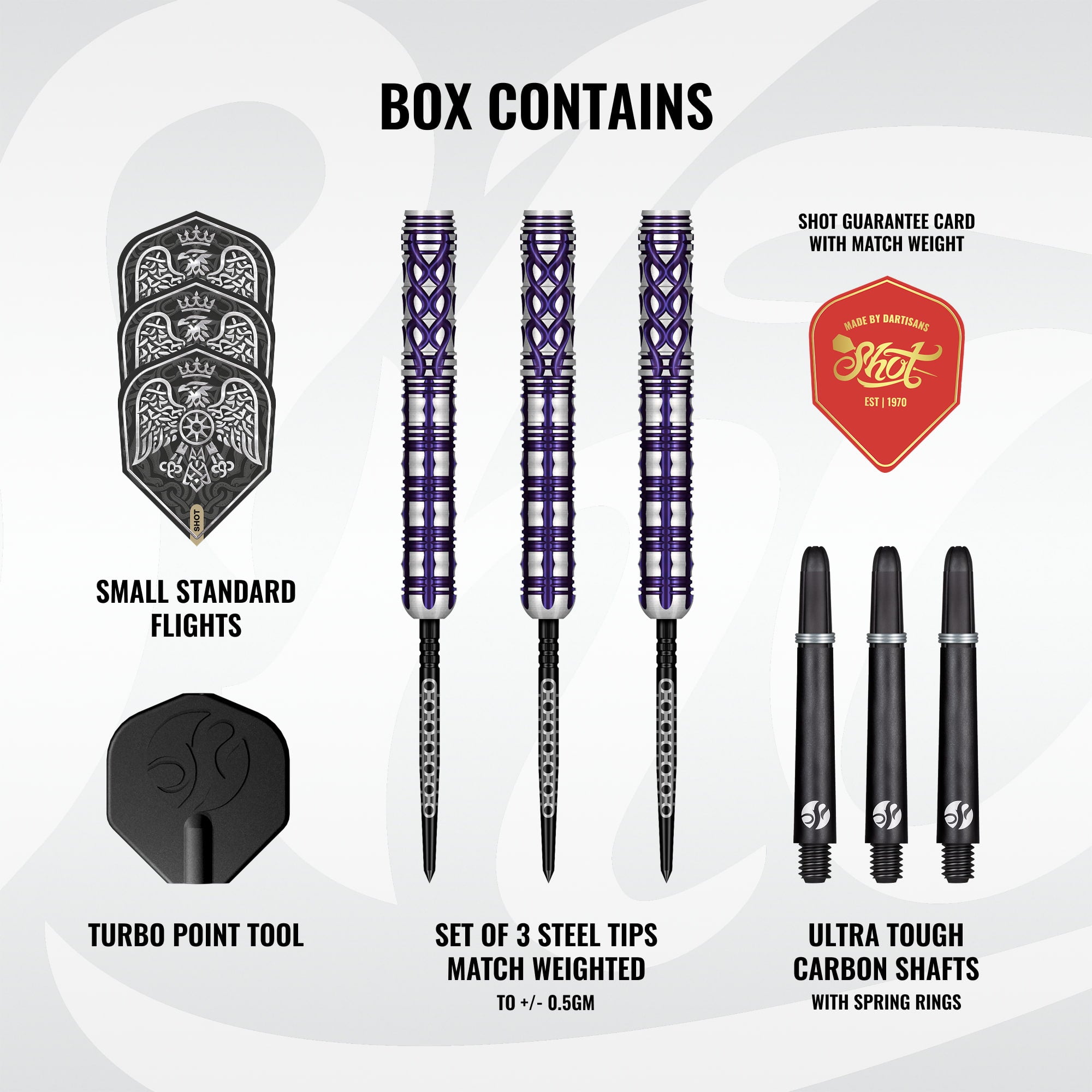 Shot Goths Visara Steel Tip Dart Set - 90% Tungsten - Turbo Point - 22g 23g 24g