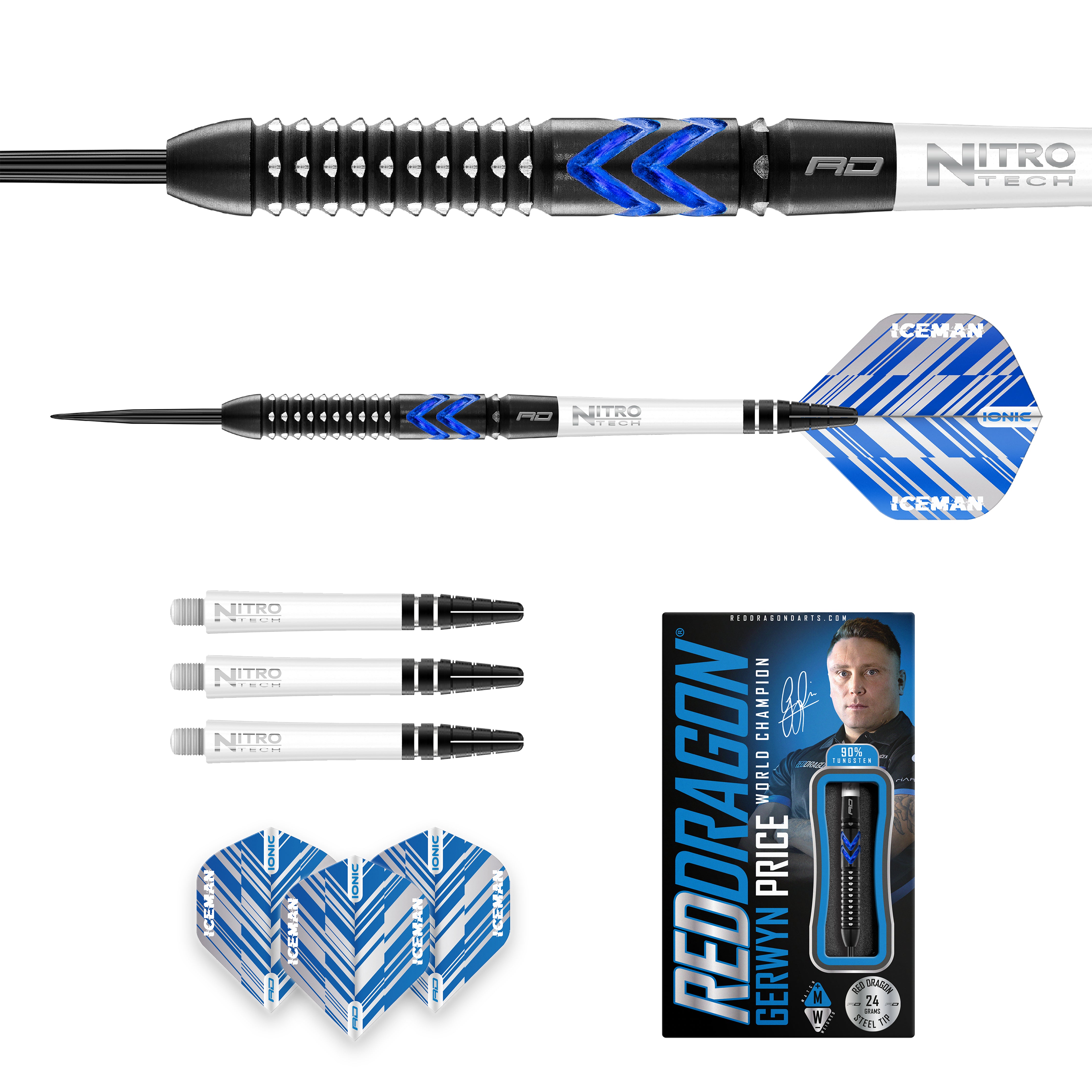 Red Dragon Gerwyn Price - Gezzy - Iceman - Blue Ice SE - 90% Tungsten Darts - 22g 24g 26g