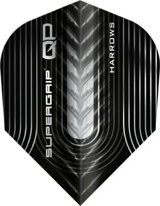 Harrows Supergrip QP Dart Flights - No6 Standard Shape - Black/Silver