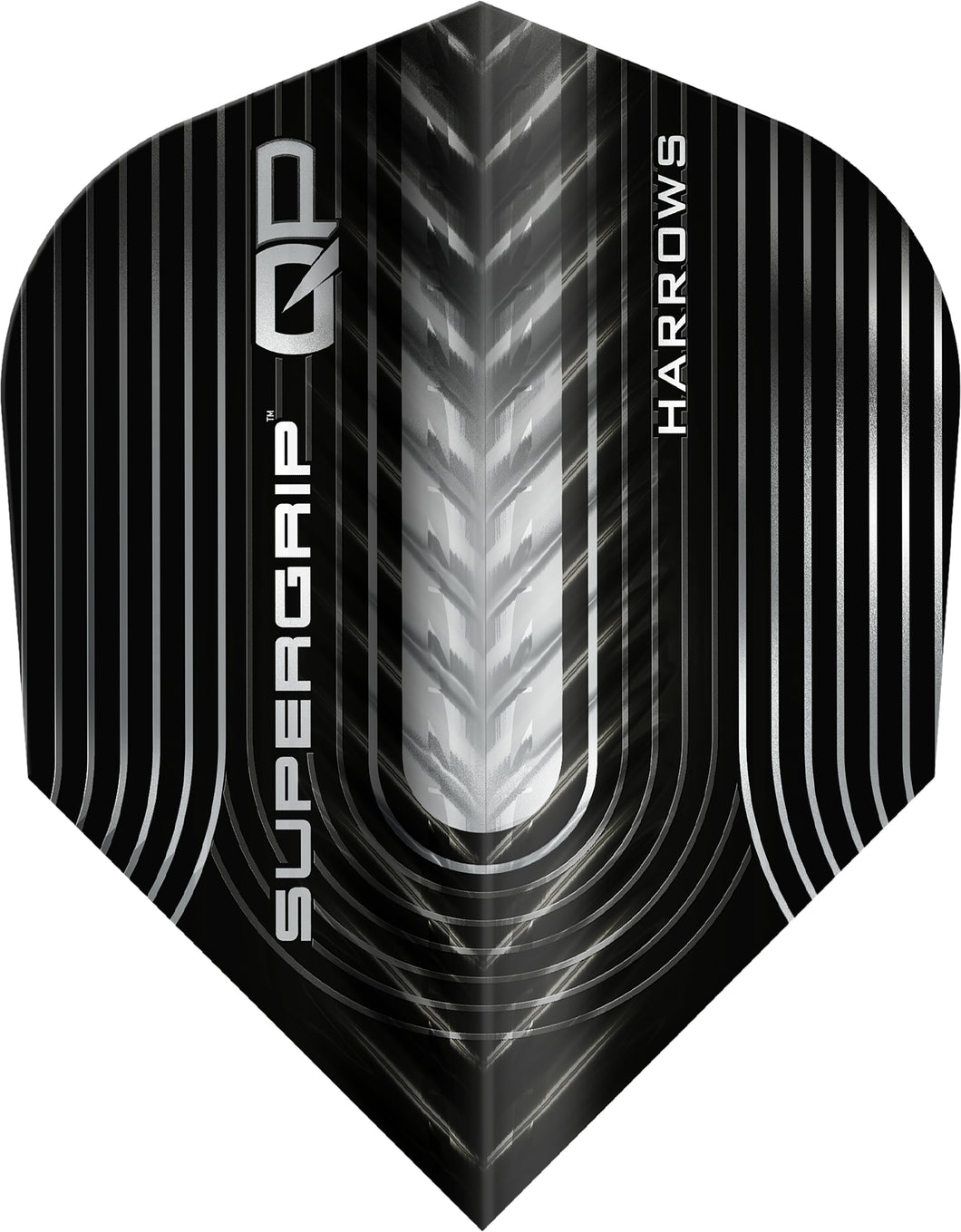 Harrows Supergrip QP Dart Flights - No6 Standard Shape - Black/Silver