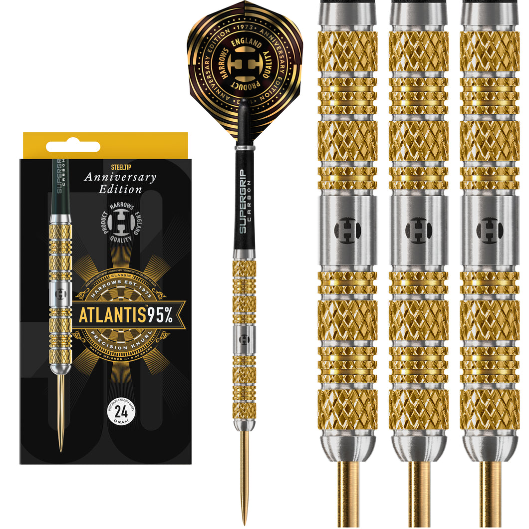 Harrows Atlantis - 50th Anniversary Edition - 95% Tungsten Darts - 22g 24g 26g