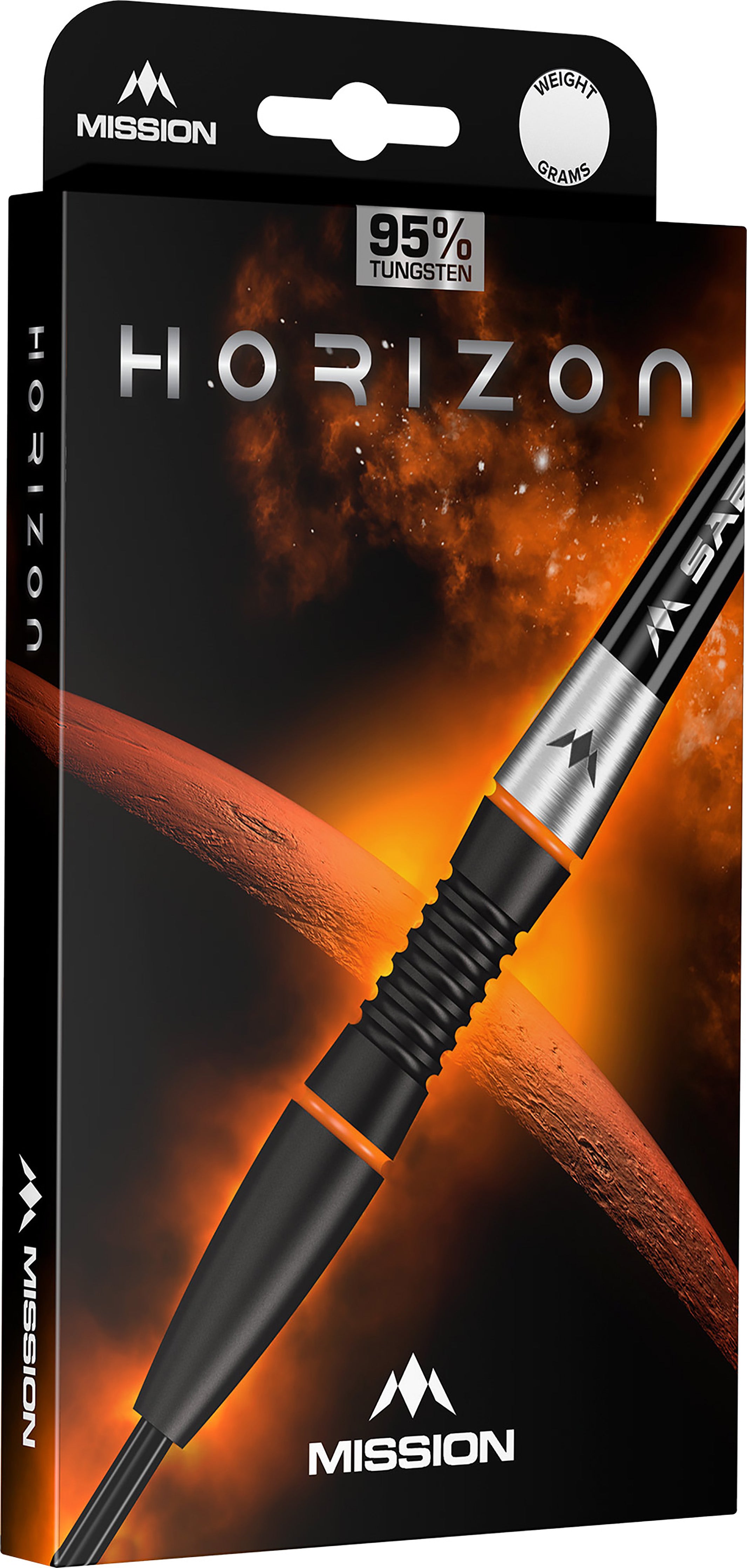 Mission Horizon Darts - Steel Tip - 95% Tungsten - Black PVD & Orange - 22g 24g