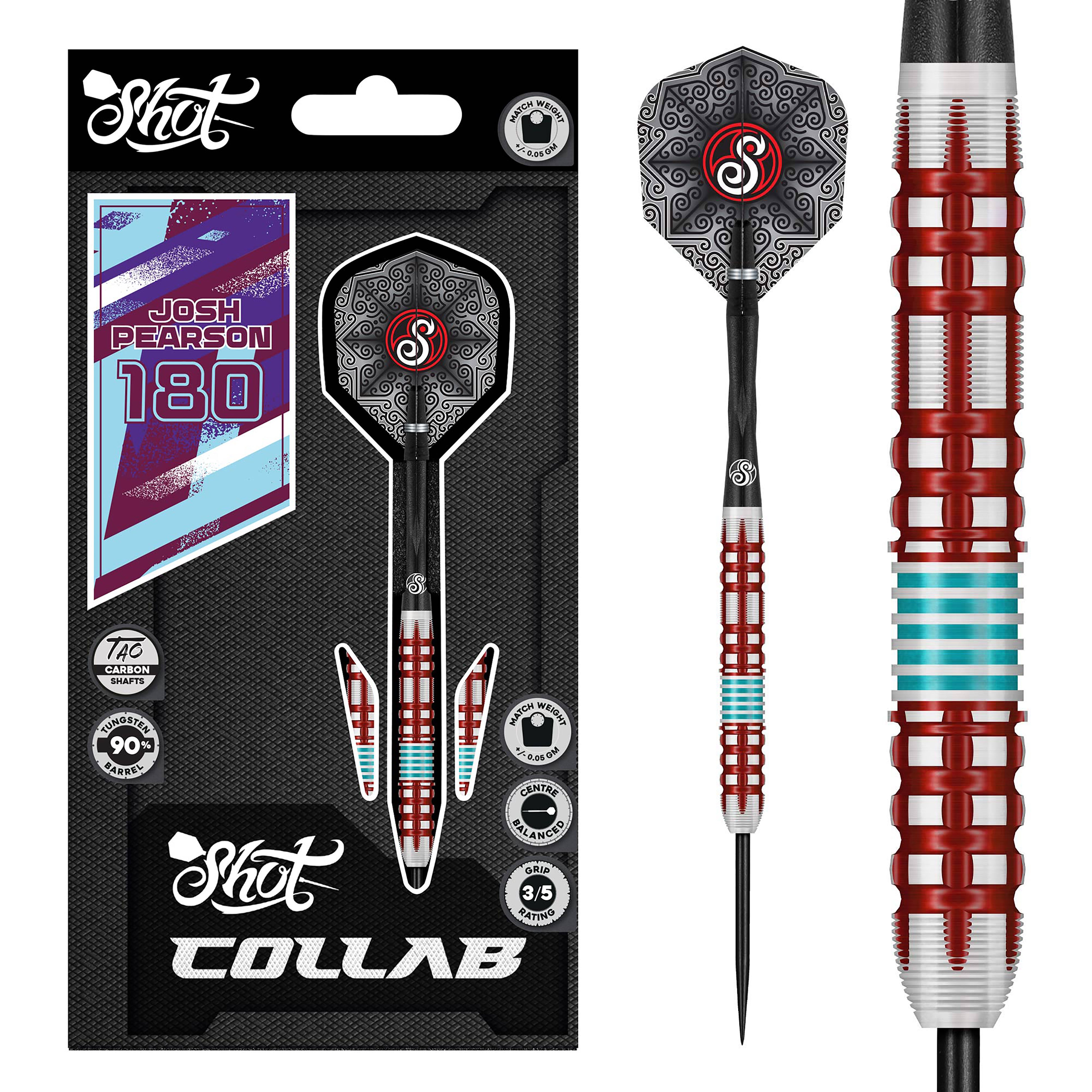 Shot Collab Josh Pearson Steel Tip Dart Set - 90% Tungsten - 23g