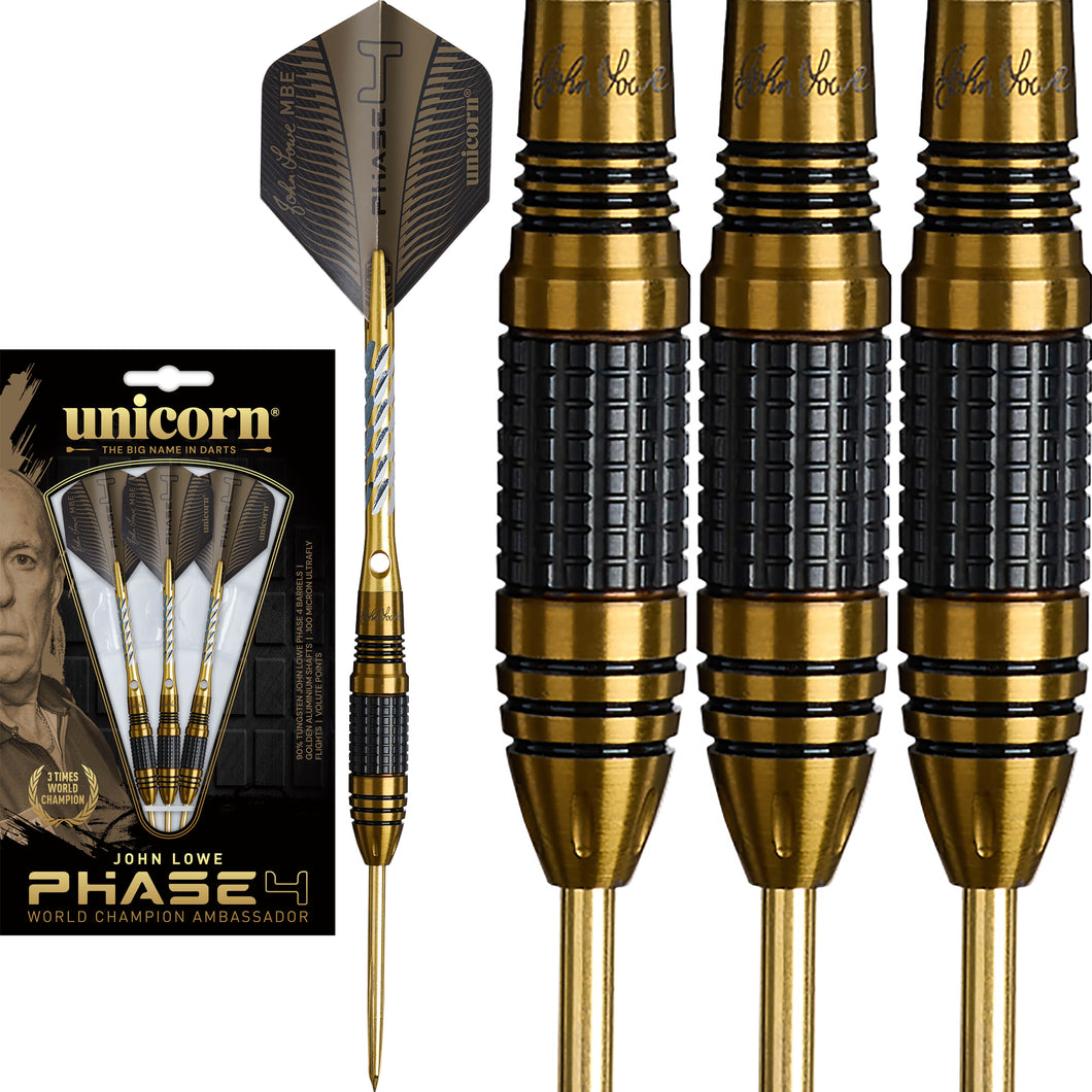 Unicorn John Lowe World Champion Aamassador Phase 4 - 90% Tungsten Darts - 21g 23g 25g