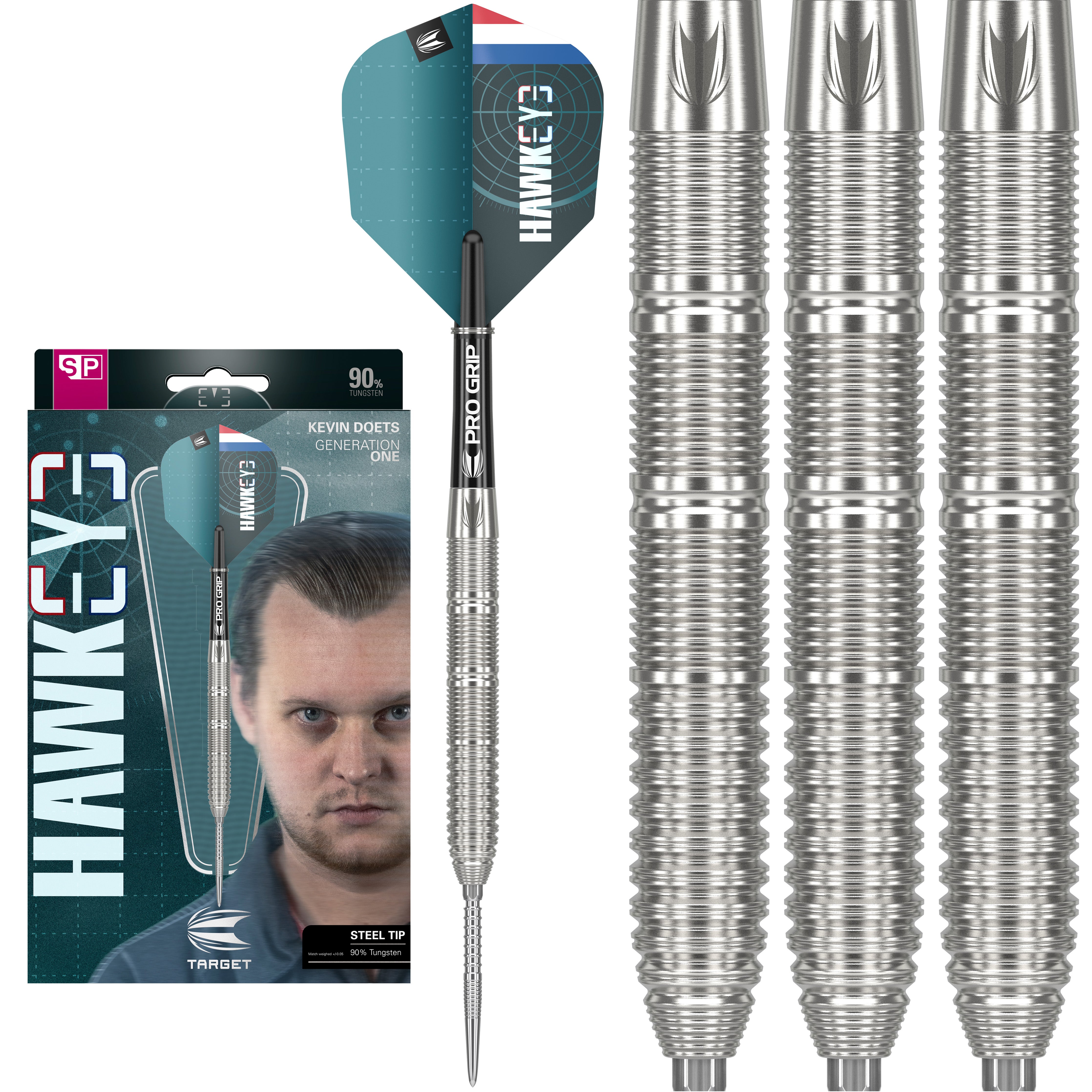 Target Kevin 'Hawkeye' Doets SP Steel Tip Darts Set 2024 - 90% Tungsten - 23g