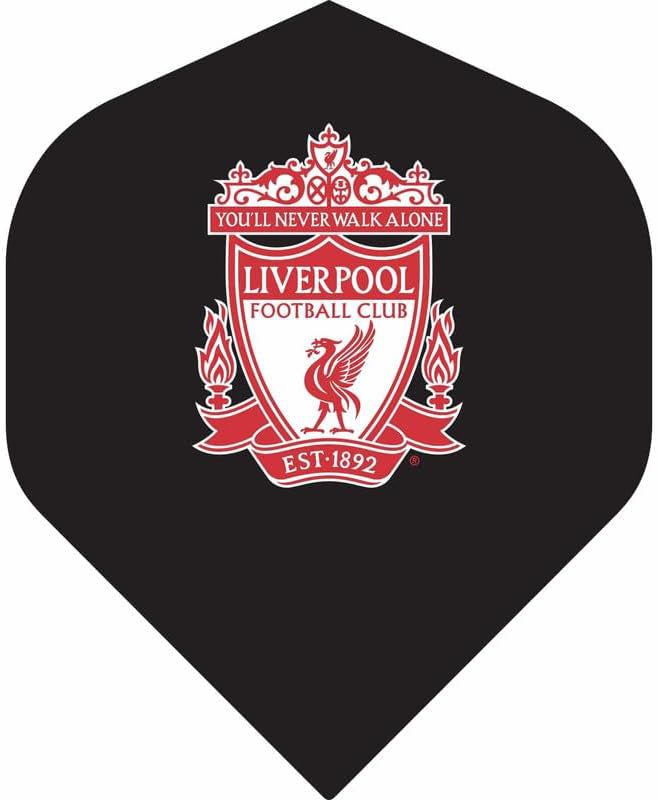 LIVERPOOL FC DART FLIGHTS - OFFICIAL LICENSED - NO2 - STANDARD SHAPE - LFC - F4 - BLACK - MAIN CREST