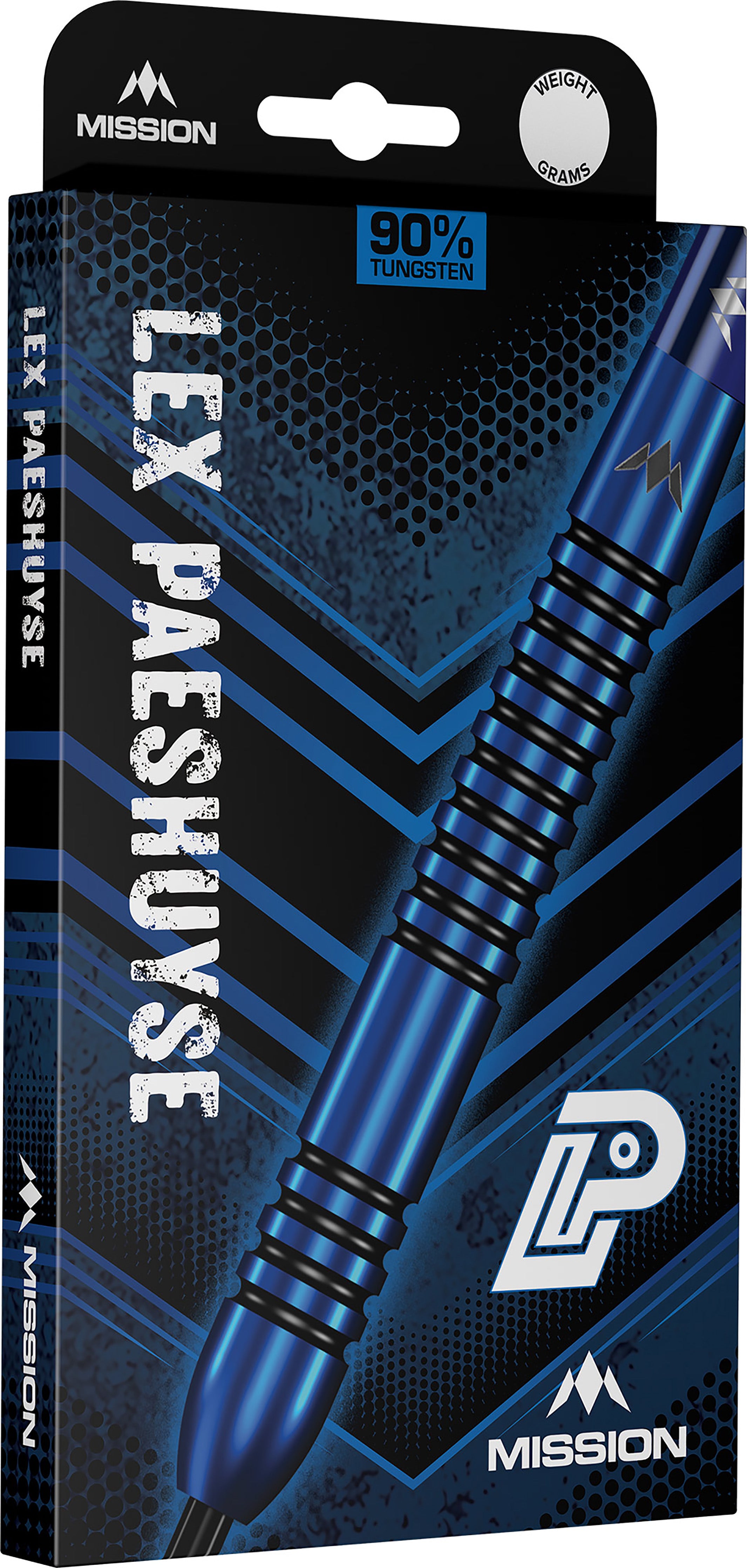 Mission Lex Paeshuyse Darts - Steel Tip - 90% Tungsten - Blue & Black - 22g 24g