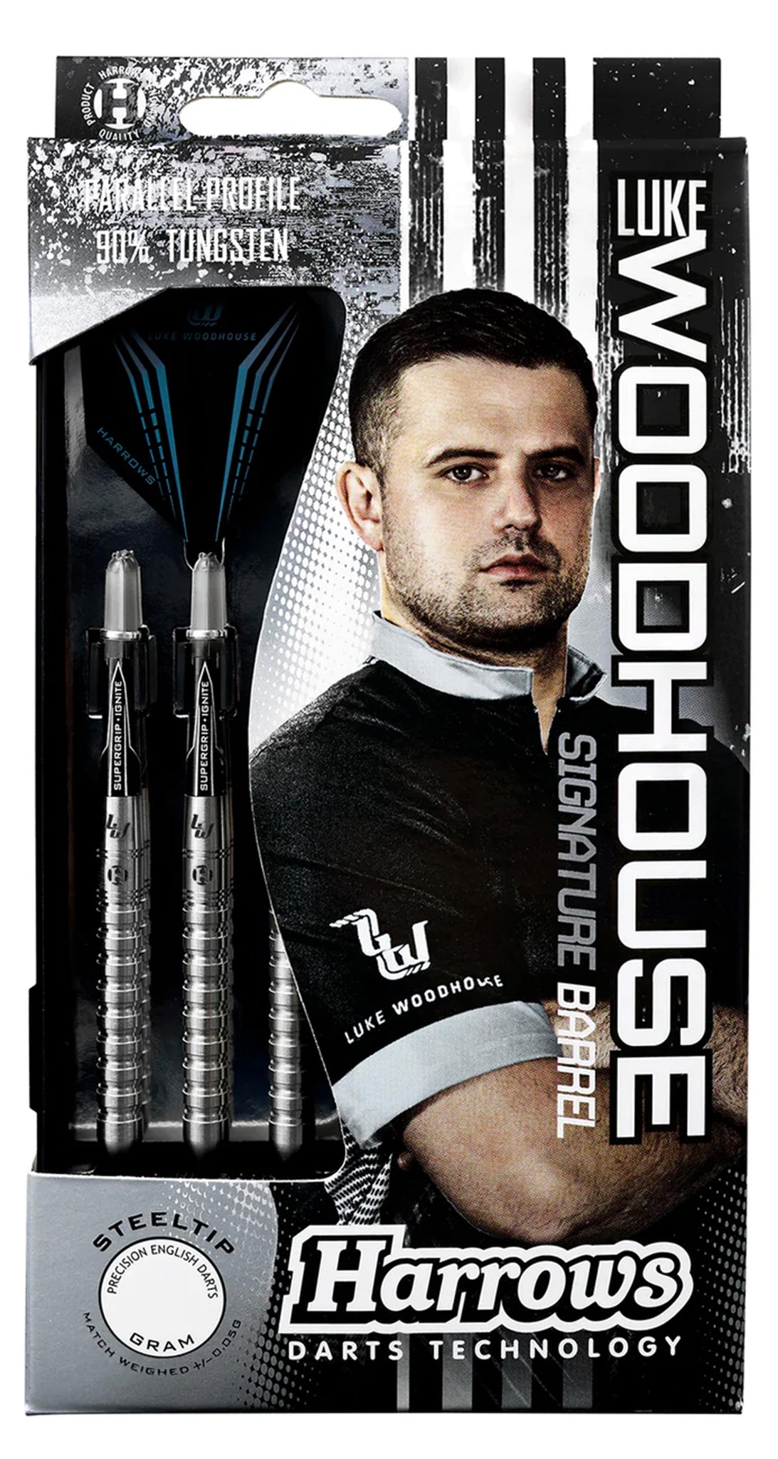 Fléchettes Harrows Luke Woodhouse V2 90% Steel – 25 Grammes, Précision Et équilibre Pour Joueurs Confirmés