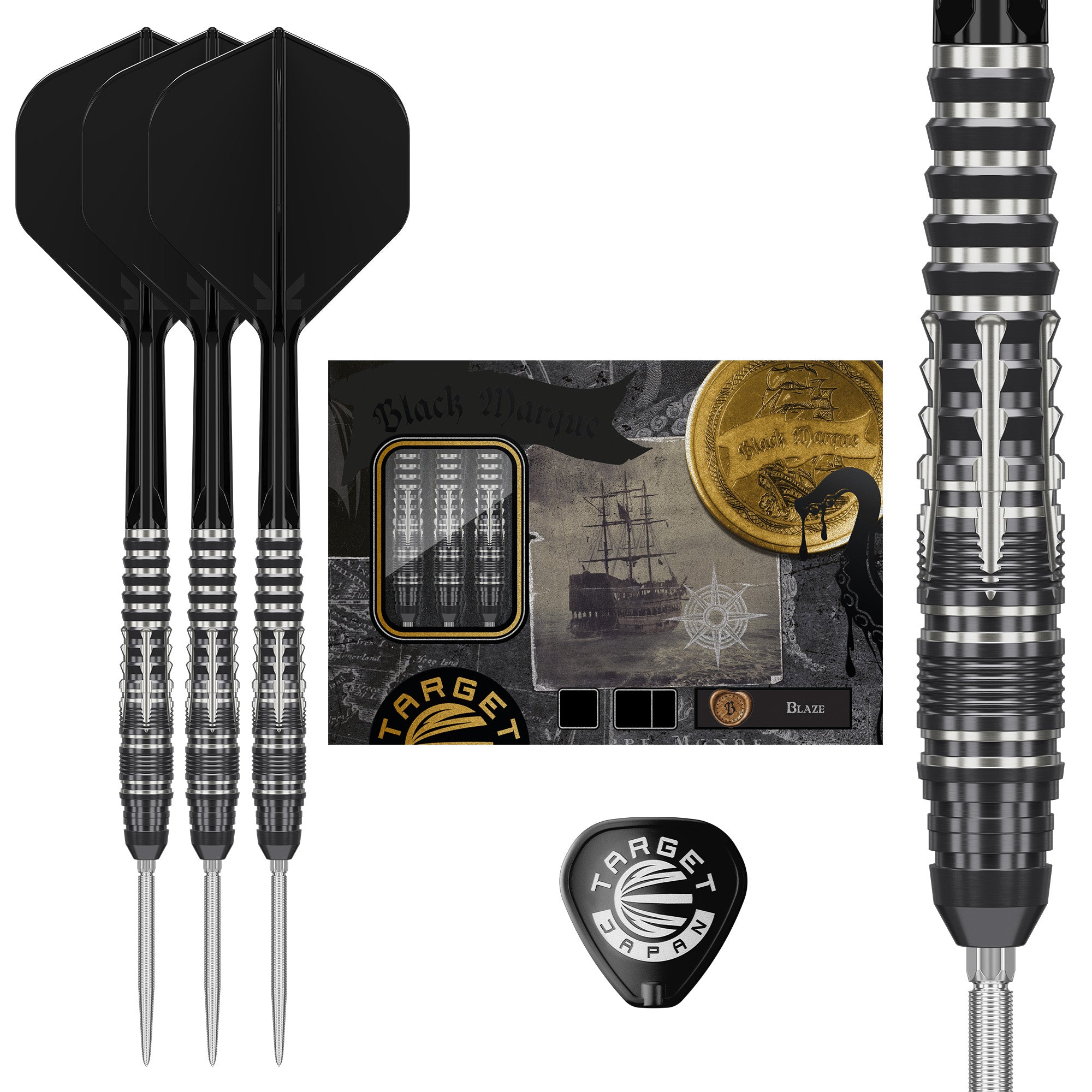 Target Japan - Black Marque Blaze - 90% Tungsten Swiss Points Darts - 23g 25g