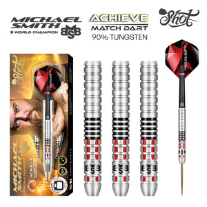 Shot - Michael Smith - Bully Boy - Achieve - Steel Tip Dart Set - 90% Tungsten-21g - 26g