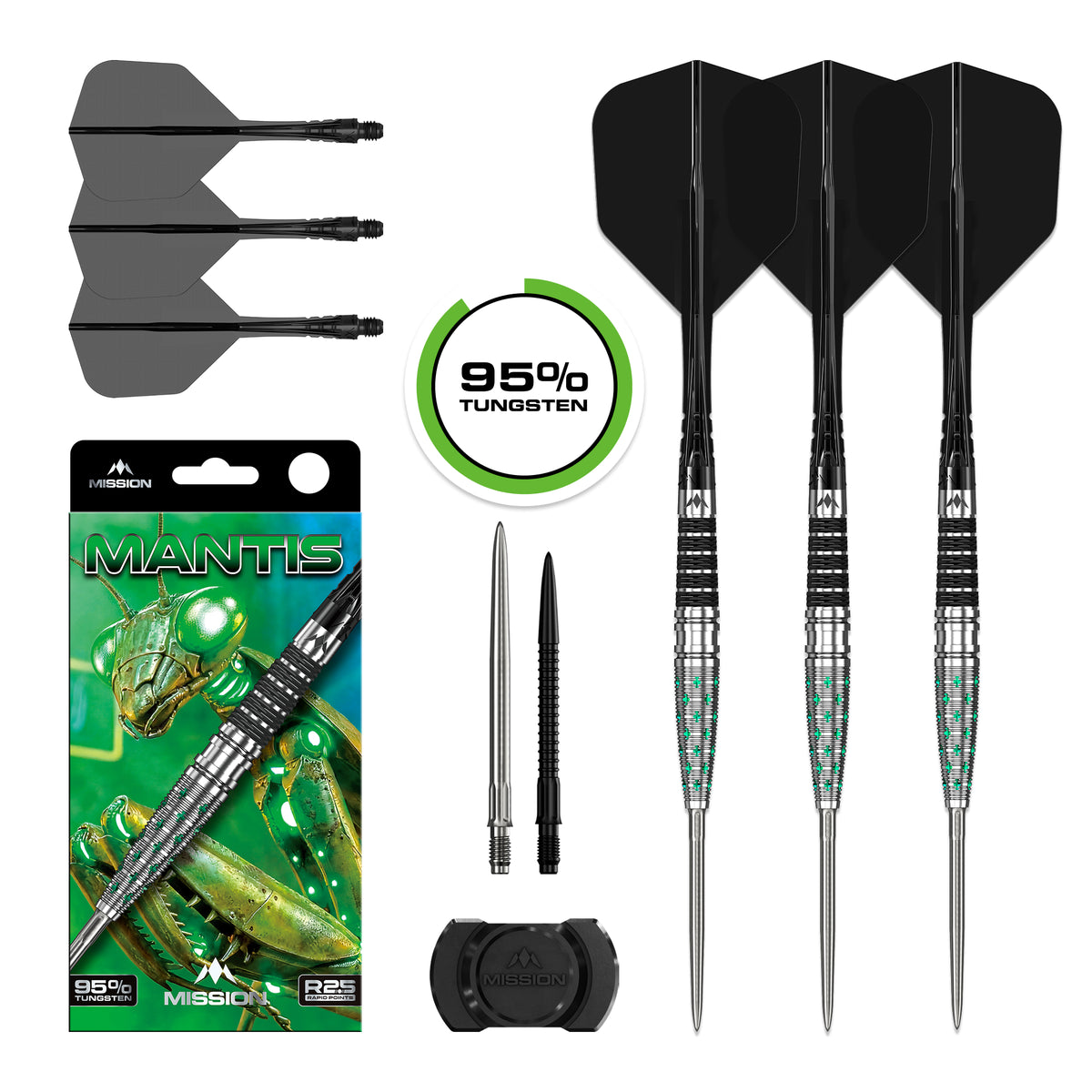 Mission Mantis R2.5 - 95% Tungsten Steel Tip Darts - 22g 24g
