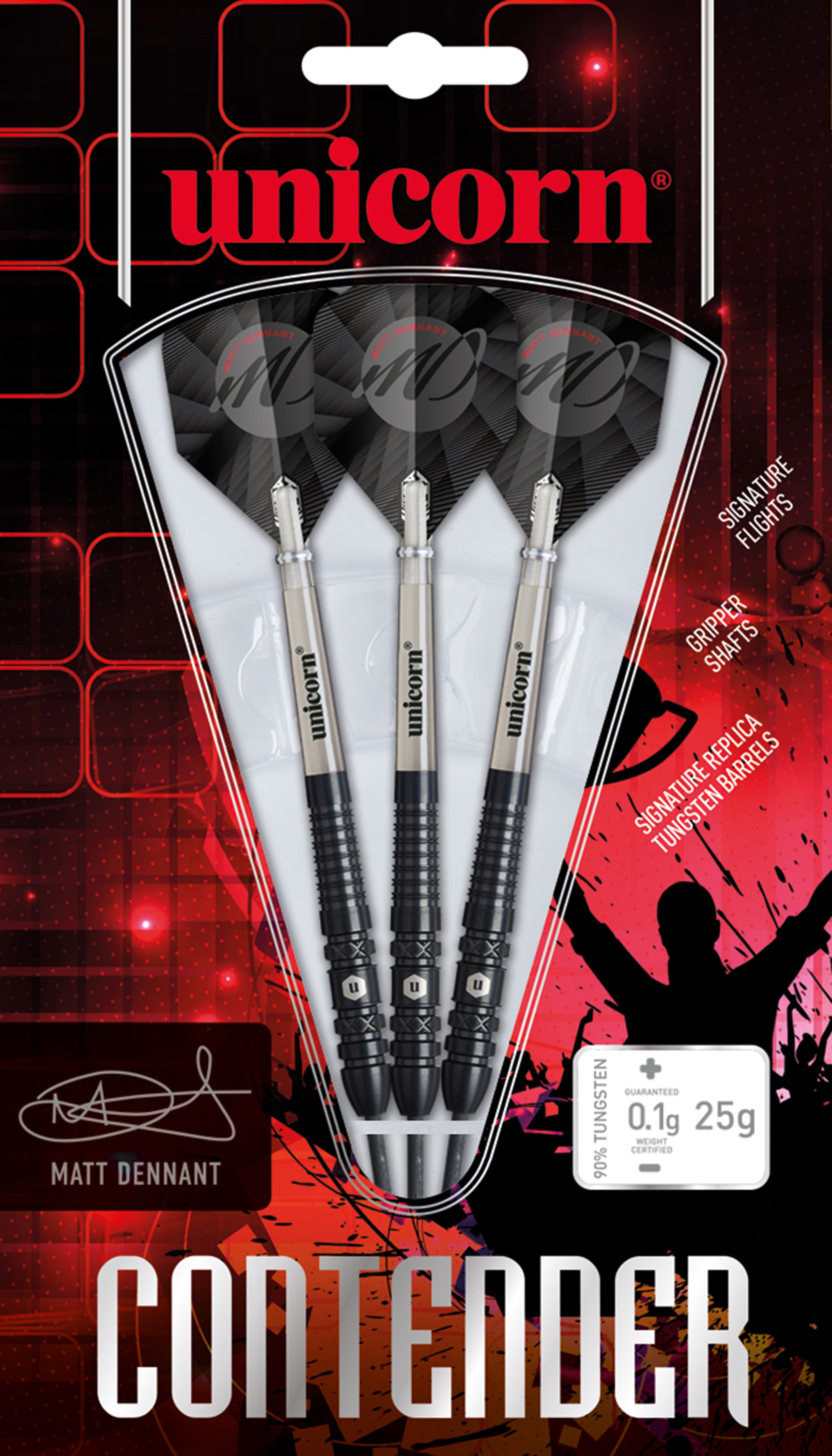 Unicorn Matt Dennant Steel Tip Darts - 90% Tungsten - 25g