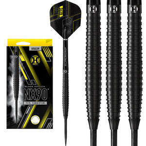 Harrows NX90 Black Edition Steel Tip Darts - 90% Tungsten - 21g to 26g