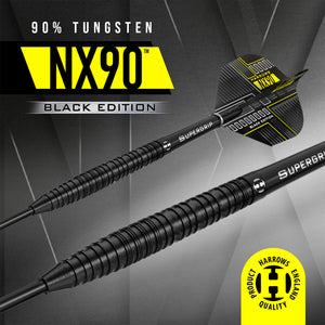 Harrows NX90 Black Edition Steel Tip Darts - 90% Tungsten - 21g to 26g