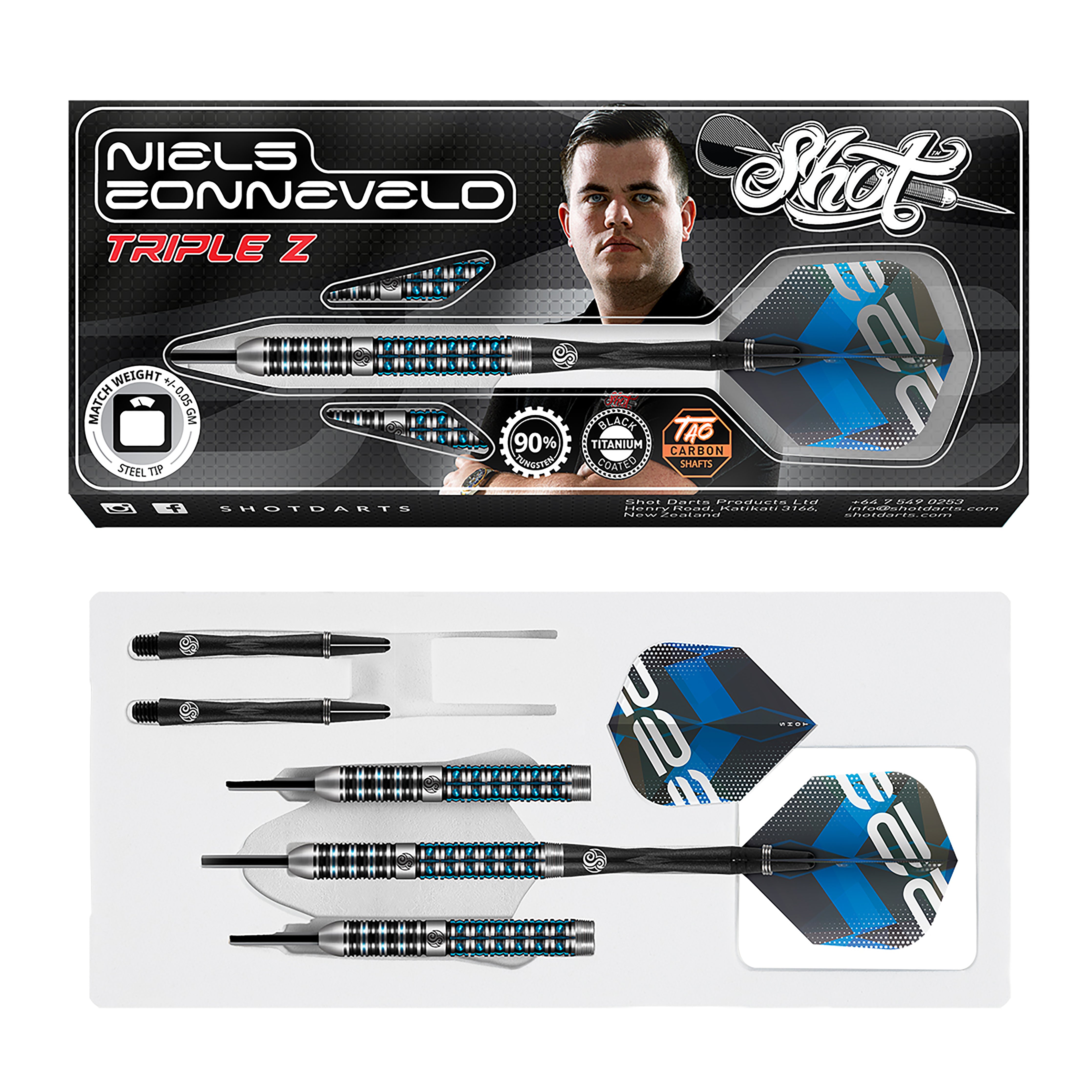 Shot Niels Zonneveld - Steel Tip Darts - 90% Tungsten - 23g