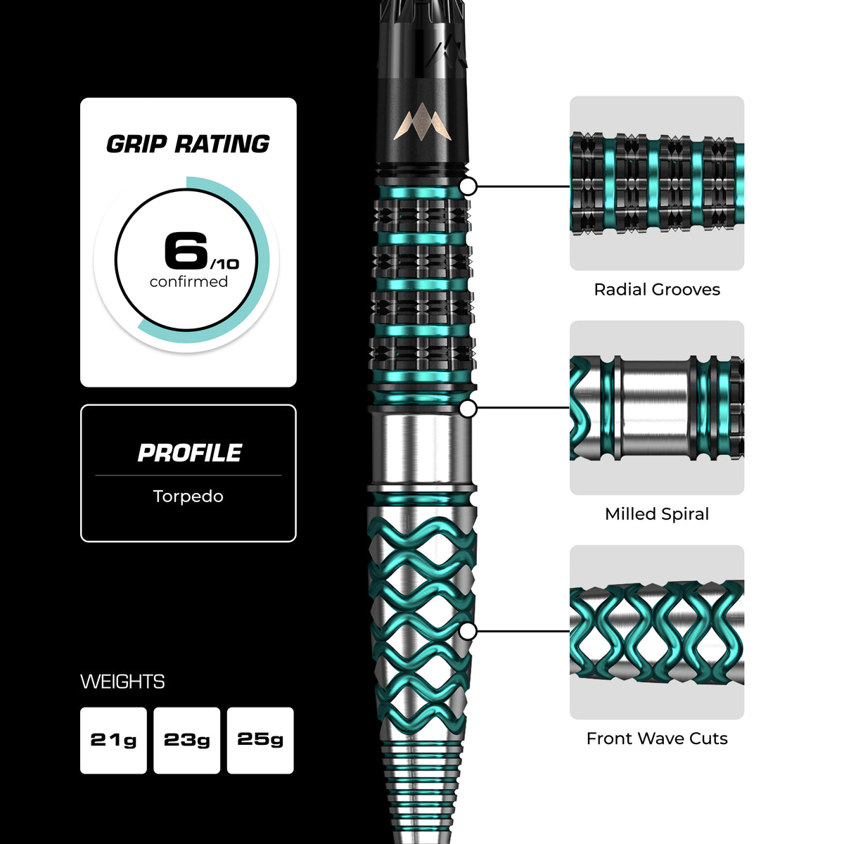 Mission Neptune R2.5 - 90% Tungsten Steel Tip Darts - 21g 23g 25g
