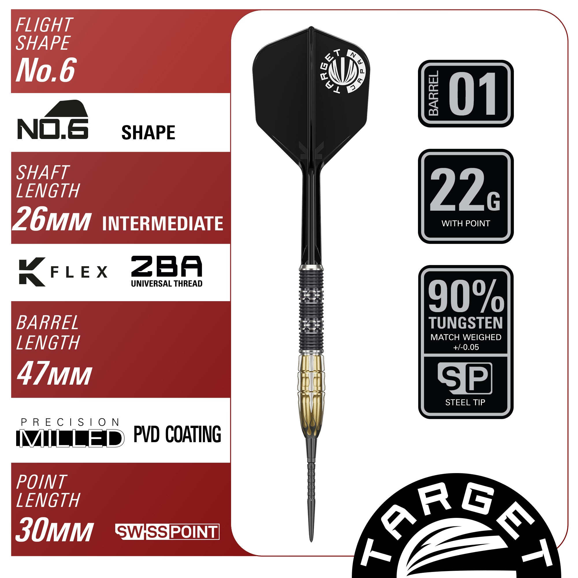 Target Japan Pyro Gen 11 - 90% Tungsten Darts - Swiss Point - 22g 24g