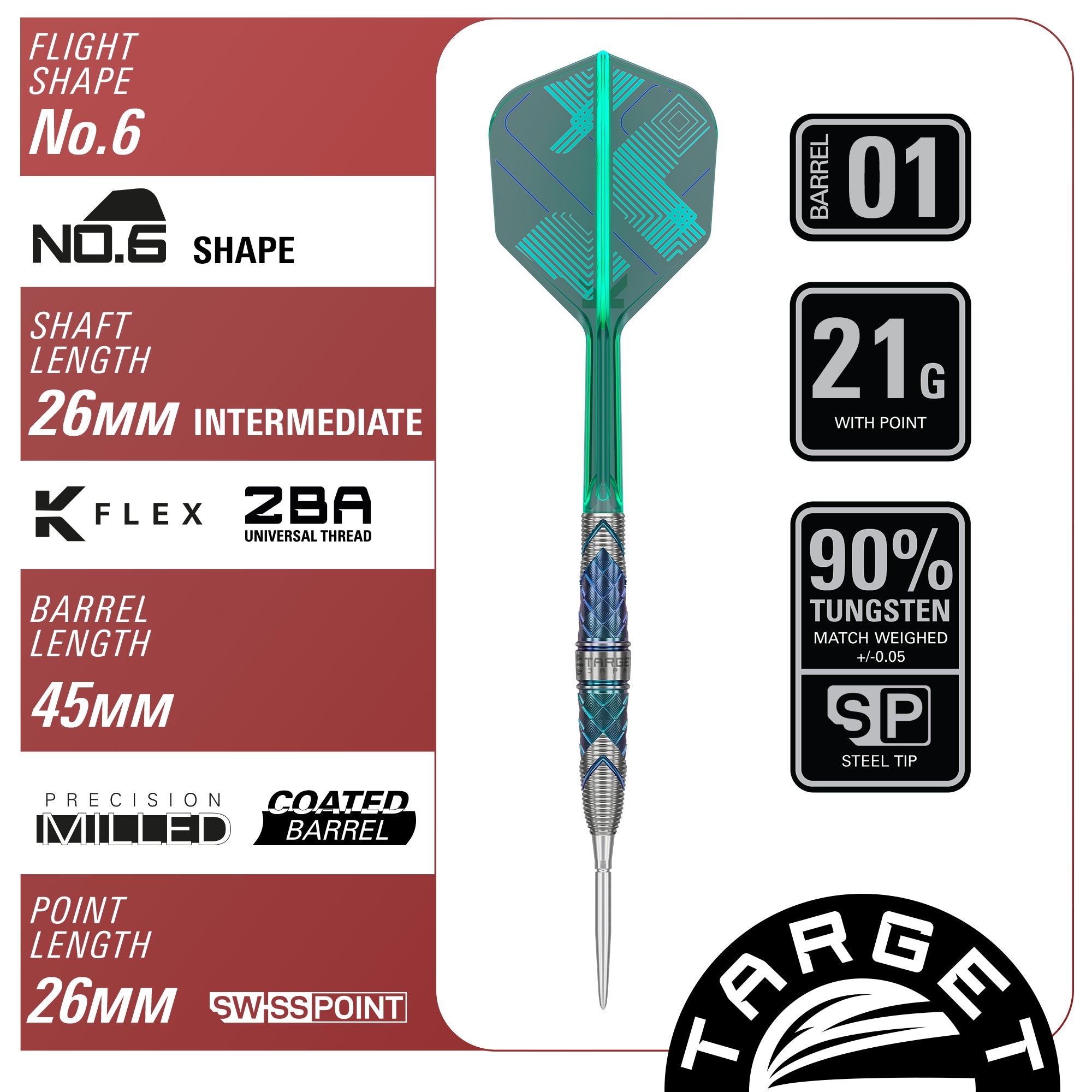 Target Japan Kaze Series - Ceros 01 - 90% Tungsten Darts - Swiss Point - 21g 23g 25g