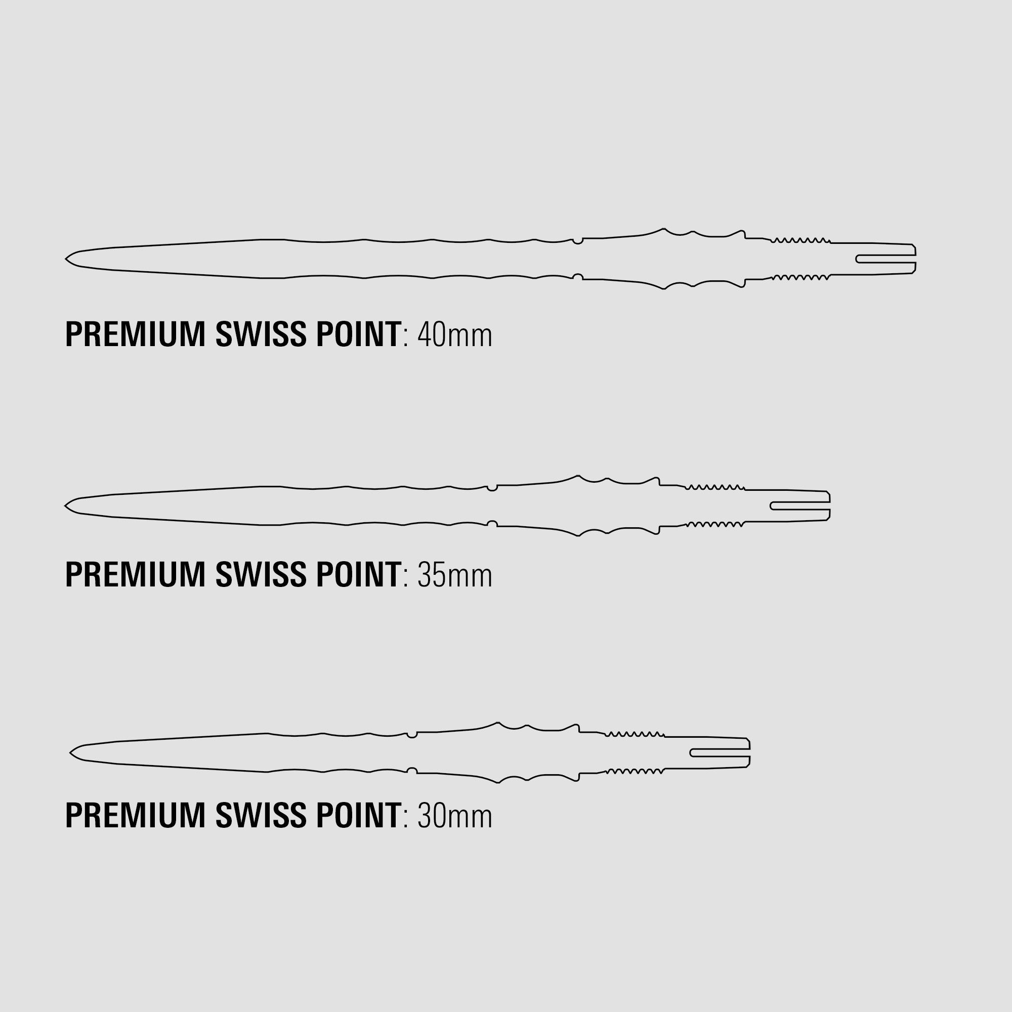 Target Japan Premium Swiss Points - Silica, Black, DLC Blue & Silver - 30mm 35mm 40mm
