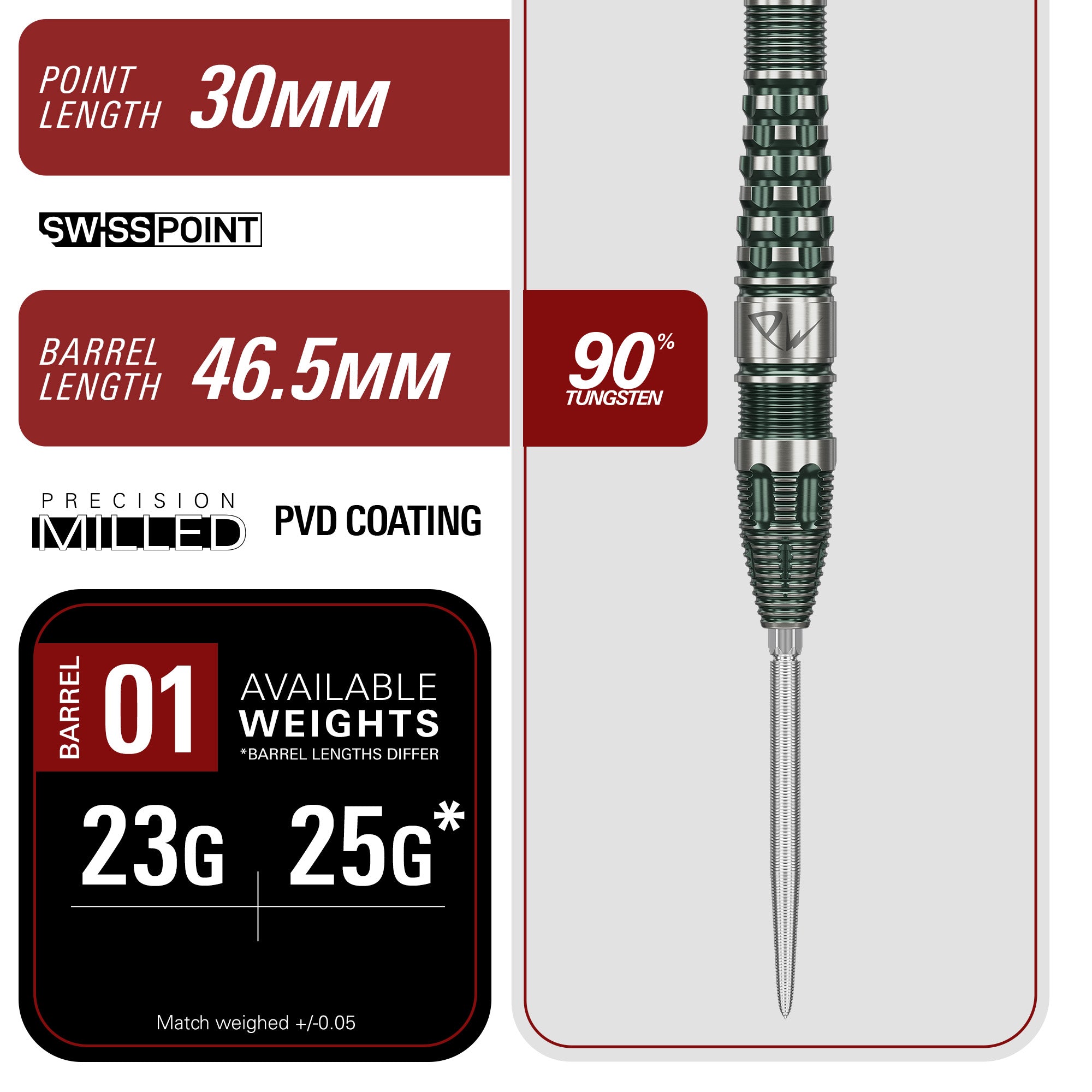 Target Japan Prime Series - PW Gen 3 - 90% Tungsten Swiss Point - 23g 25g