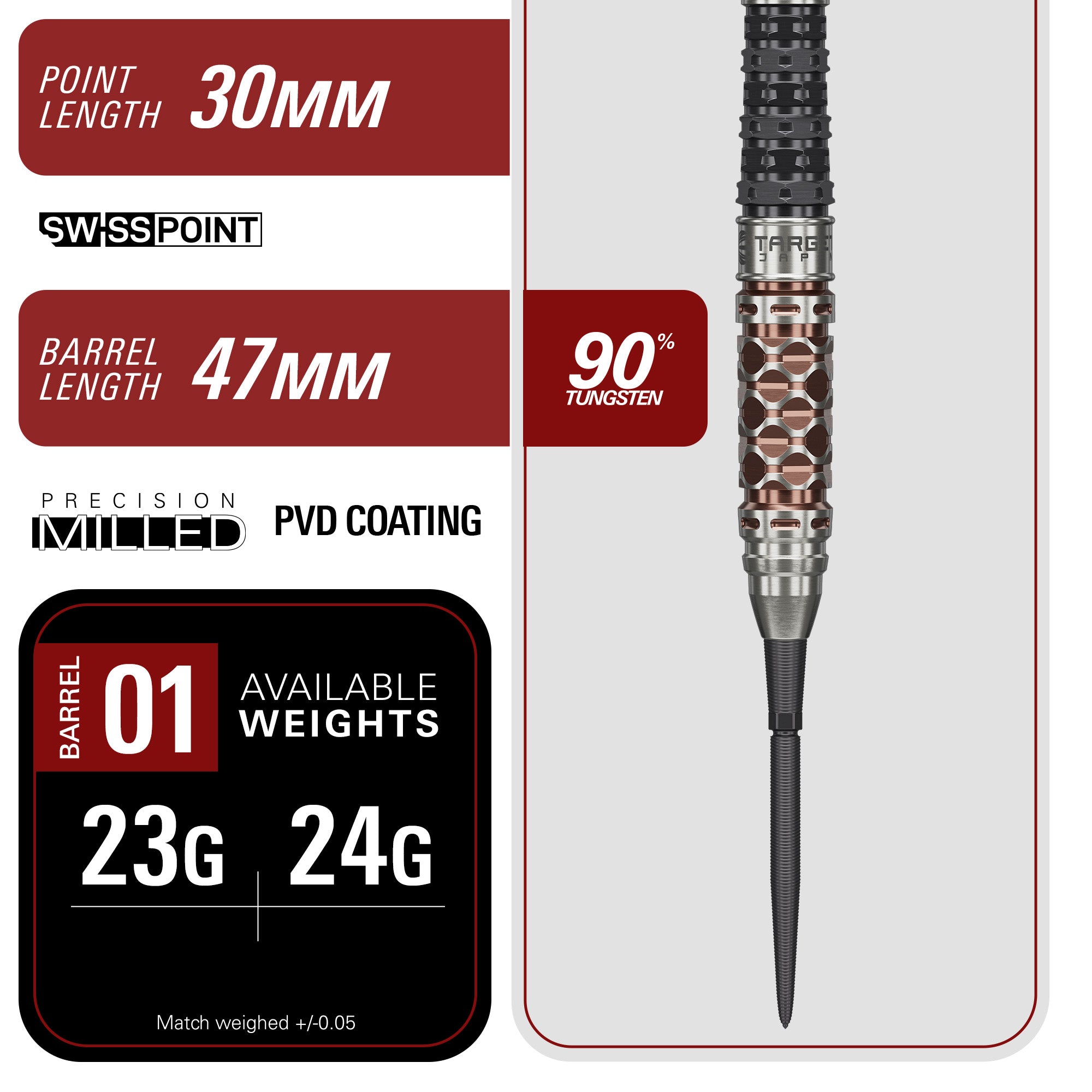 Target Japan Charis Gen 6 - Cathy Leung - 90% Tungsten Swiss Point - 23g 24g