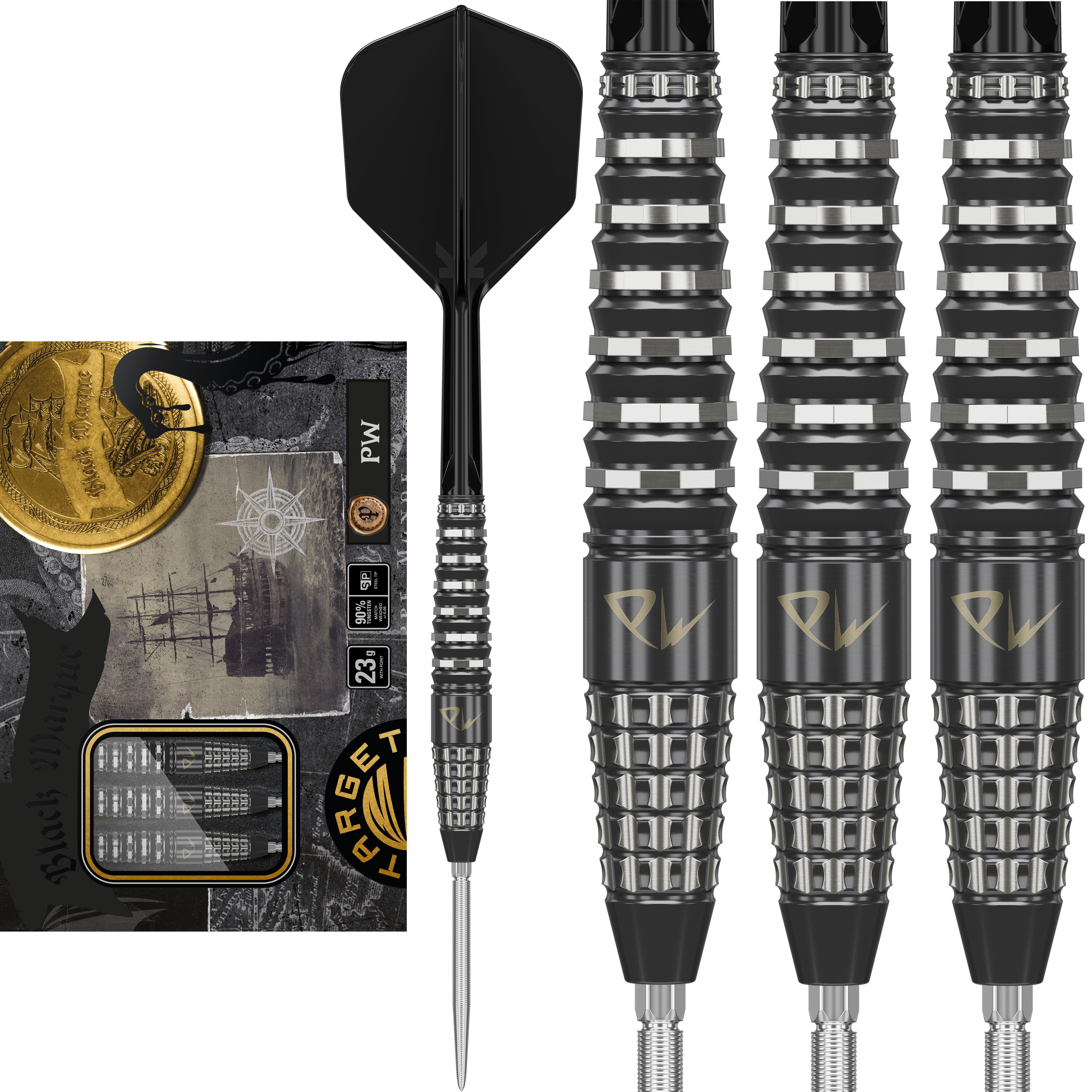 Target Japan Black Marque SP Steel Tip Darts Series - 90% Tungsten - PW - 23g