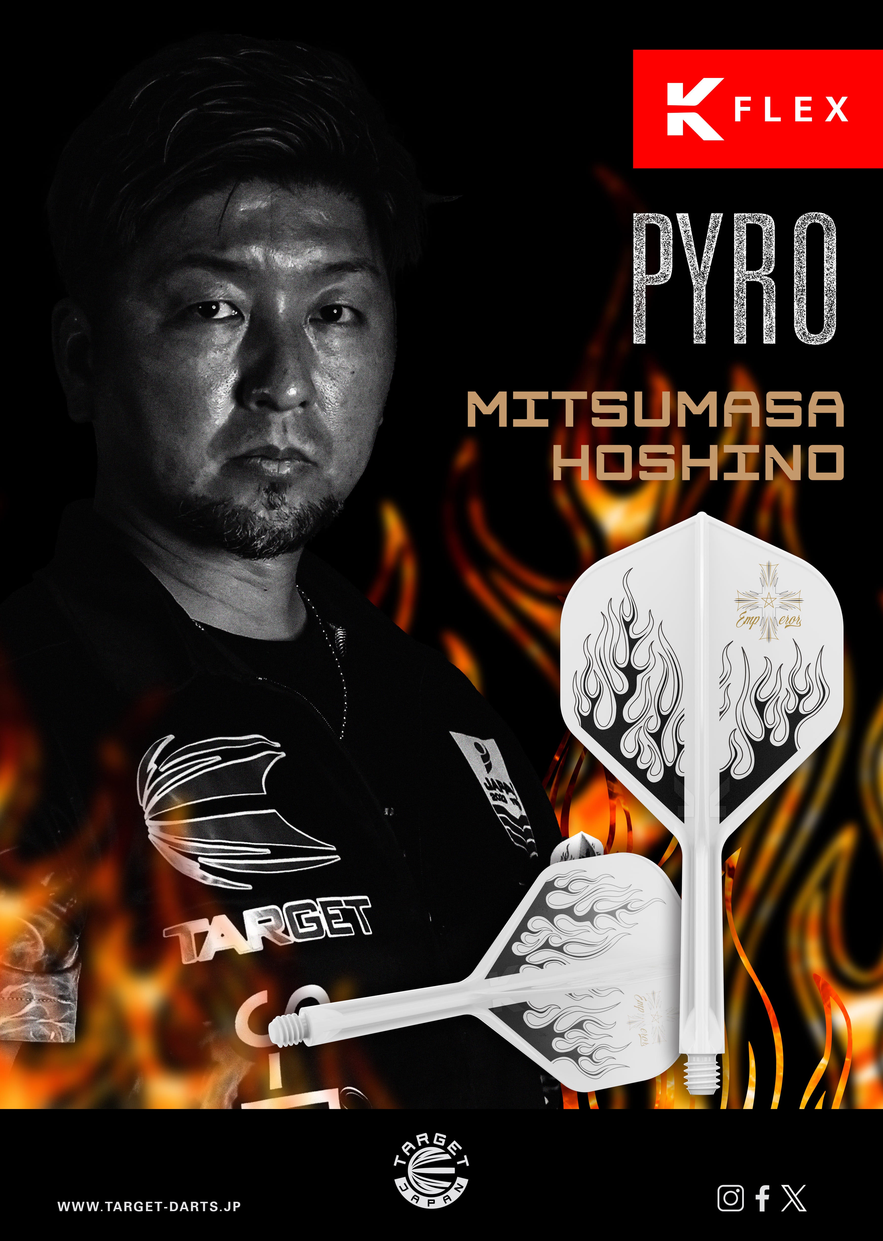DARTSLIVE　傷あり Target Japan Mitsumasa 'Pyro'Hoshino K-Flex Dart Flights - No2