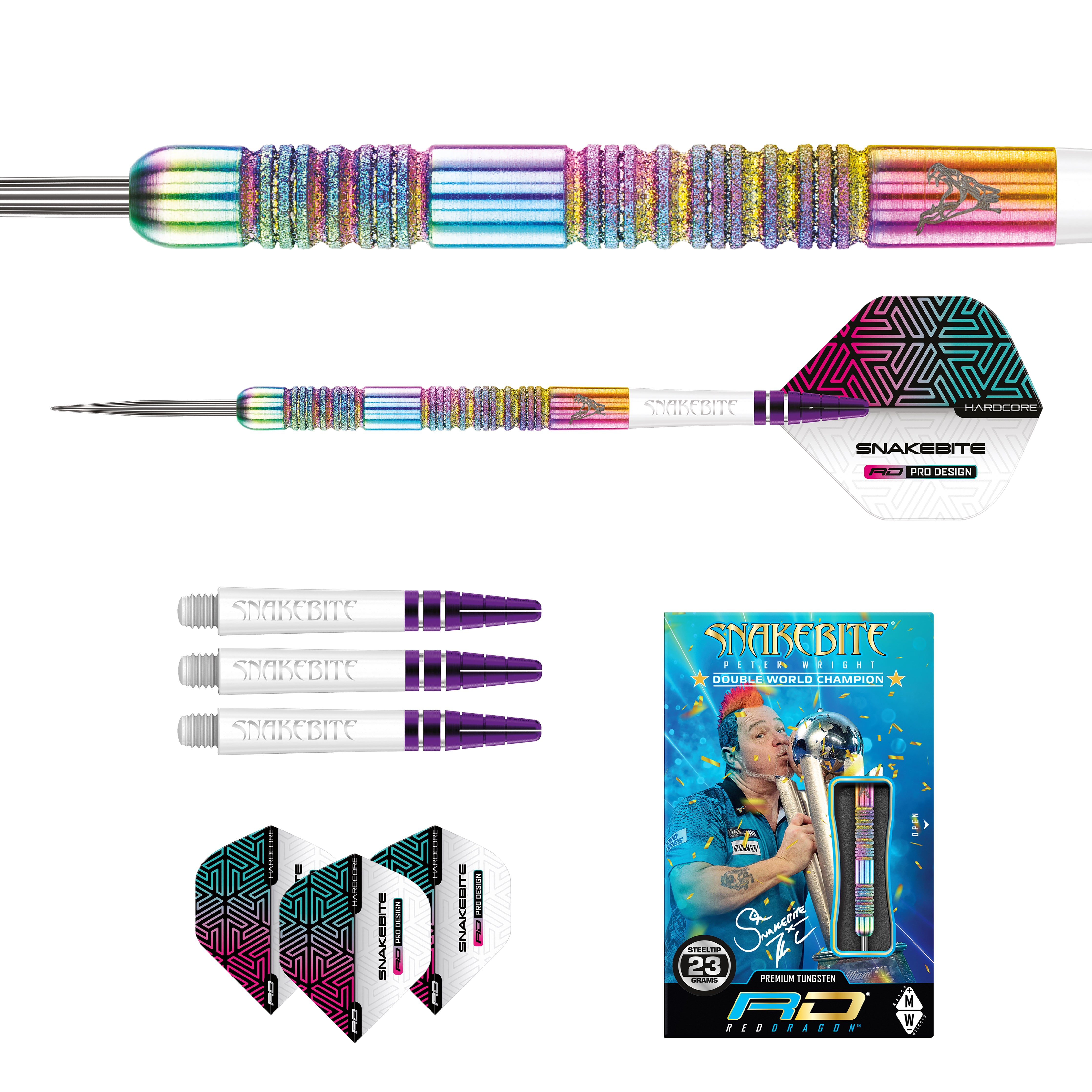 Red Dragon Peter Wright - Snakebite - Diamond Fusion Spectron SE - 90% Tungsten Darts - 21g 22g 23g