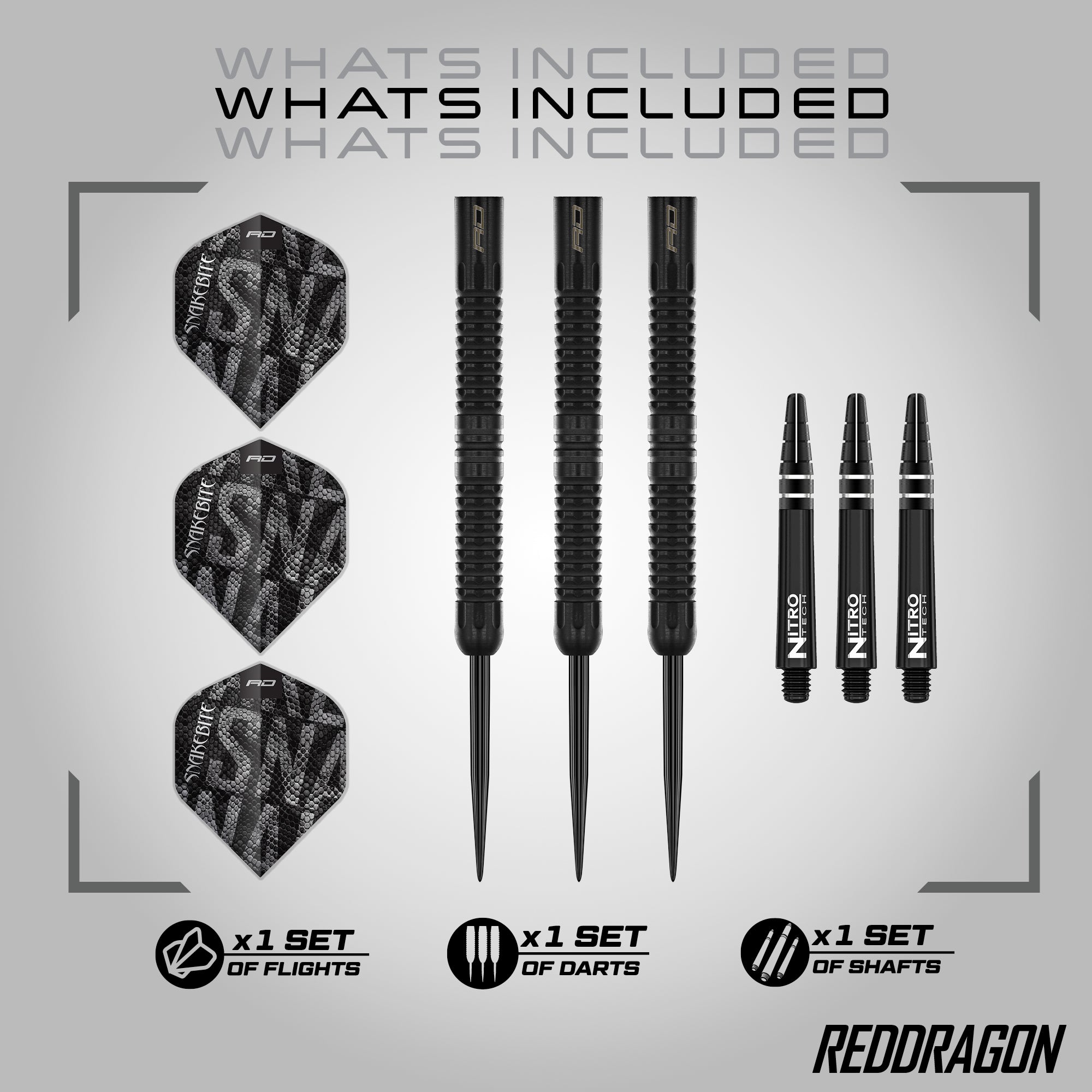 Red Dragon Peter 'Snakebite' Wright - Black Mamba - 90% Tungsten Darts - 22g 24g