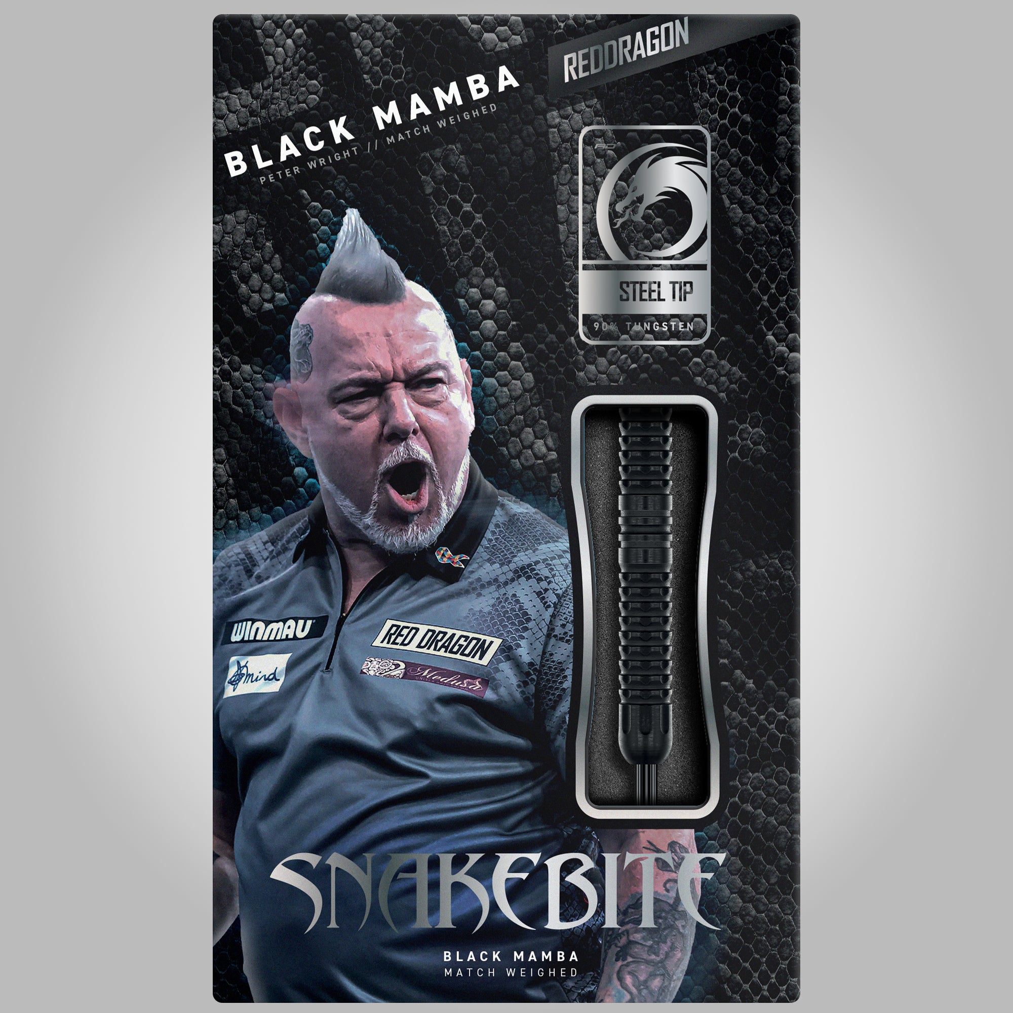 Red Dragon Peter 'Snakebite' Wright - Black Mamba - 90% Tungsten Darts - 22g 24g