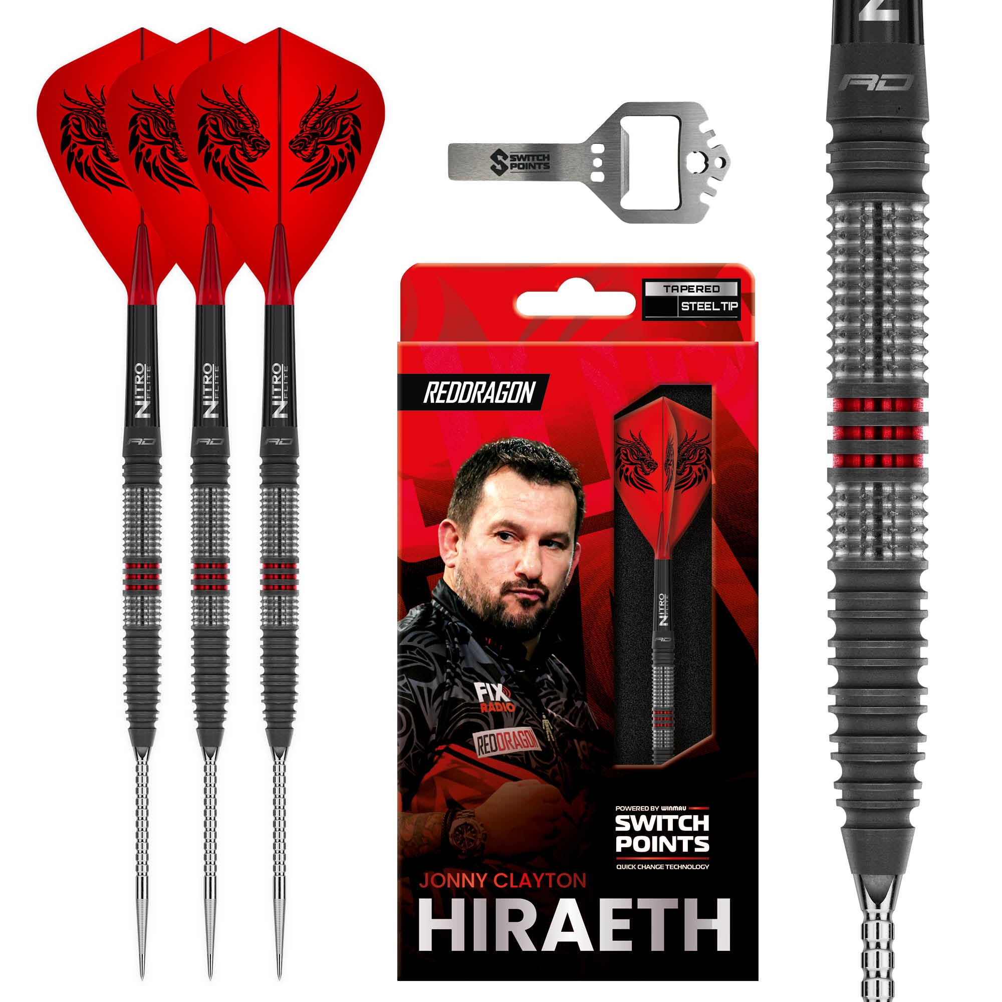 Red Dragon Jonny Clayton - Hiraeth - Switch Points Darts - 90% Tungsten - 22g 23g