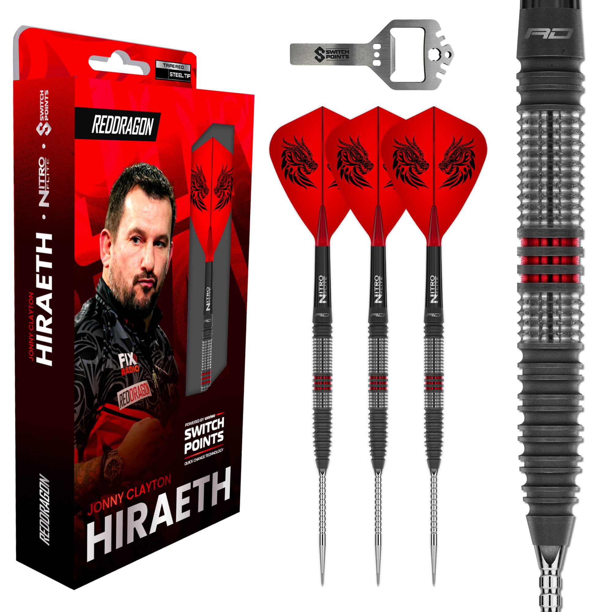 Red Dragon Jonny Clayton - Hiraeth - Switch Points Darts - 90% Tungsten - 22g 23g
