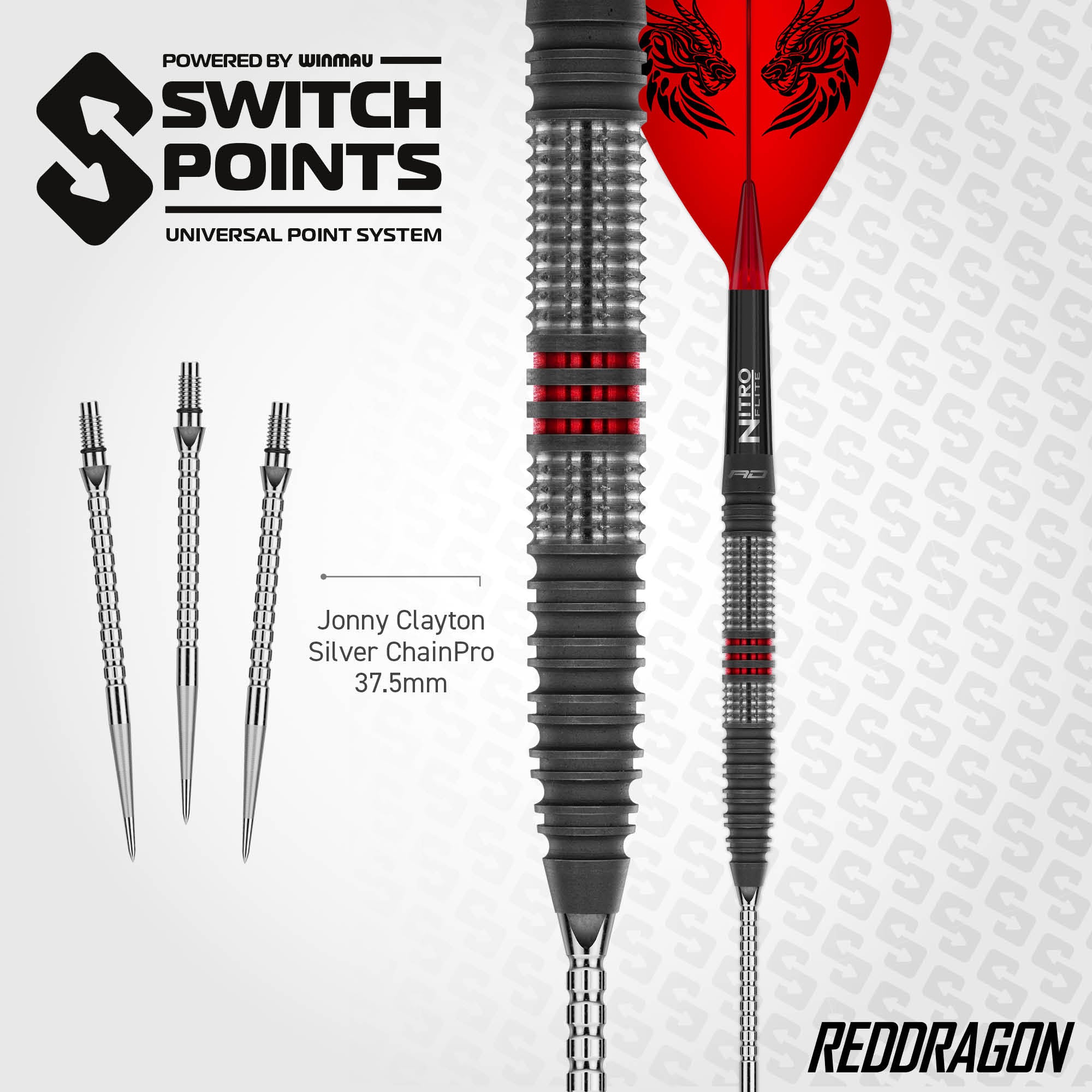 Red Dragon Jonny Clayton - Hiraeth - Switch Points Darts - 90% Tungsten - 22g 23g