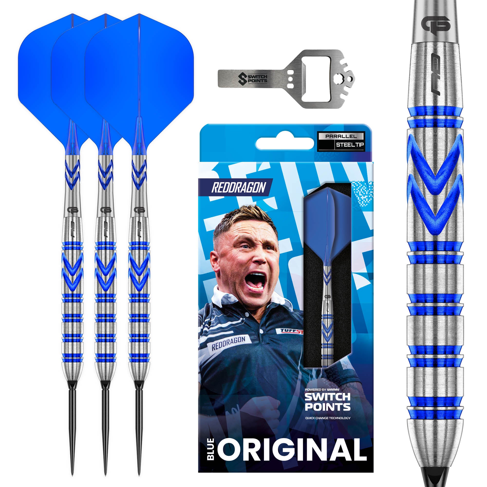 Red Dragon Gerwyn Price - Blue Original - Switch Points Darts - 90% Tungsten - 23g 24g 26g