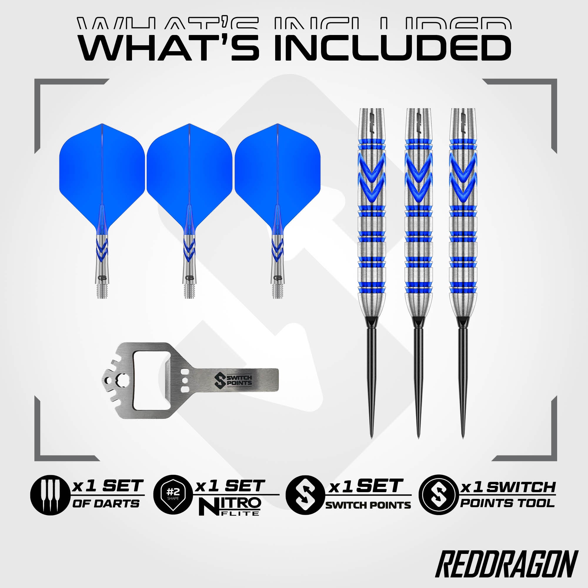 Red Dragon Gerwyn Price - Blue Original - Switch Points Darts - 90% Tungsten - 23g 24g 26g