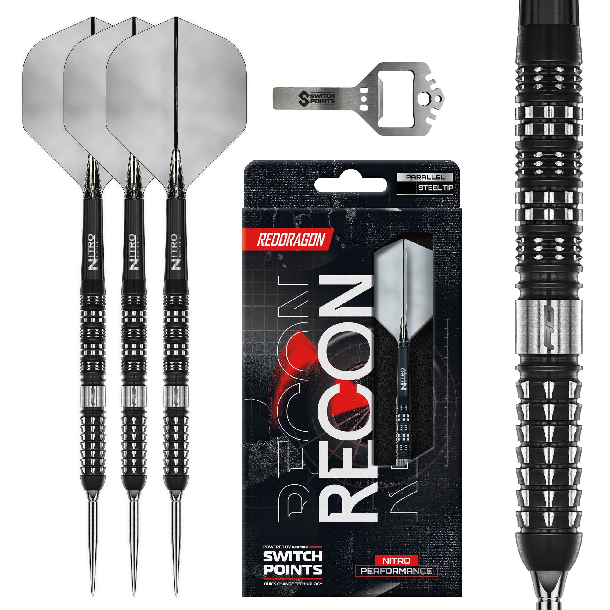 Red Dragon Recon Darts - Parallel - Switch Points - 90% Tungsten Darts - 22g 24g