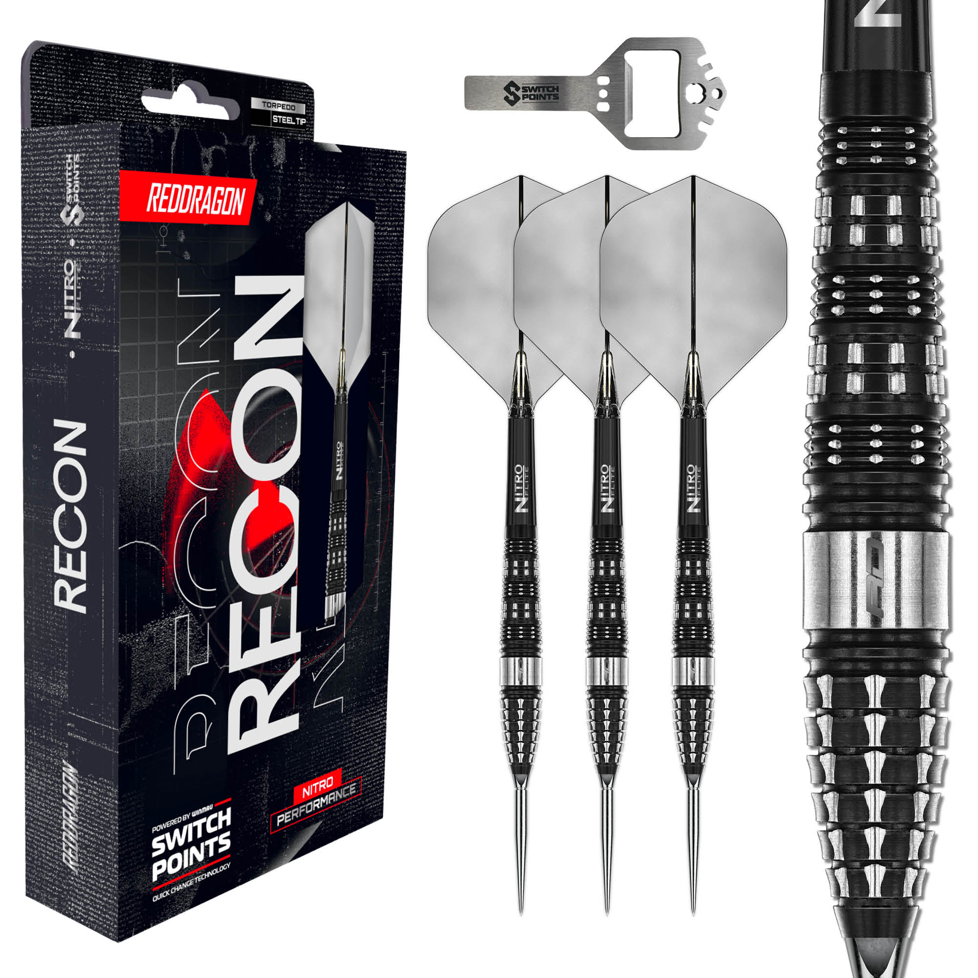 Red Dragon Recon Darts - Torpedo - Switch Points - 90% Tungsten Darts - 23g 25g