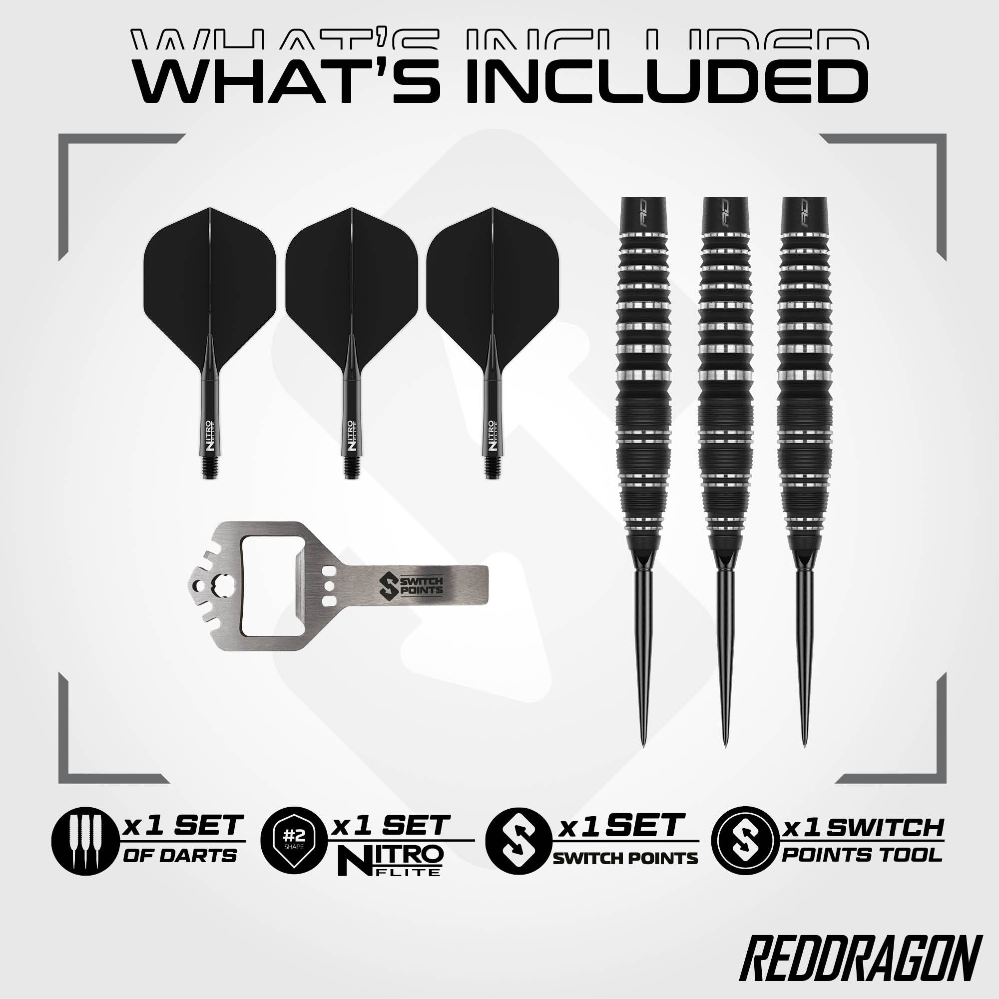 Red Dragon Sable 03 Bomb - Switch Points Darts - 90% Tungsten - 22g 24g 26g