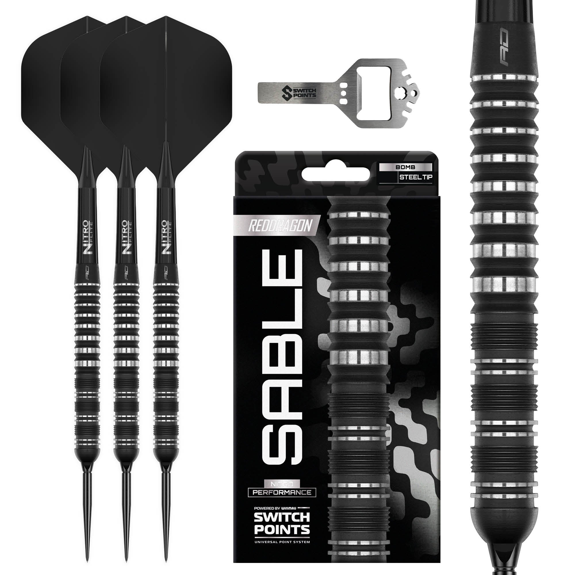 Red Dragon Sable 01 Parallel - Switch Points Darts - 90% Tungsten - 21g 22g 23g 24g