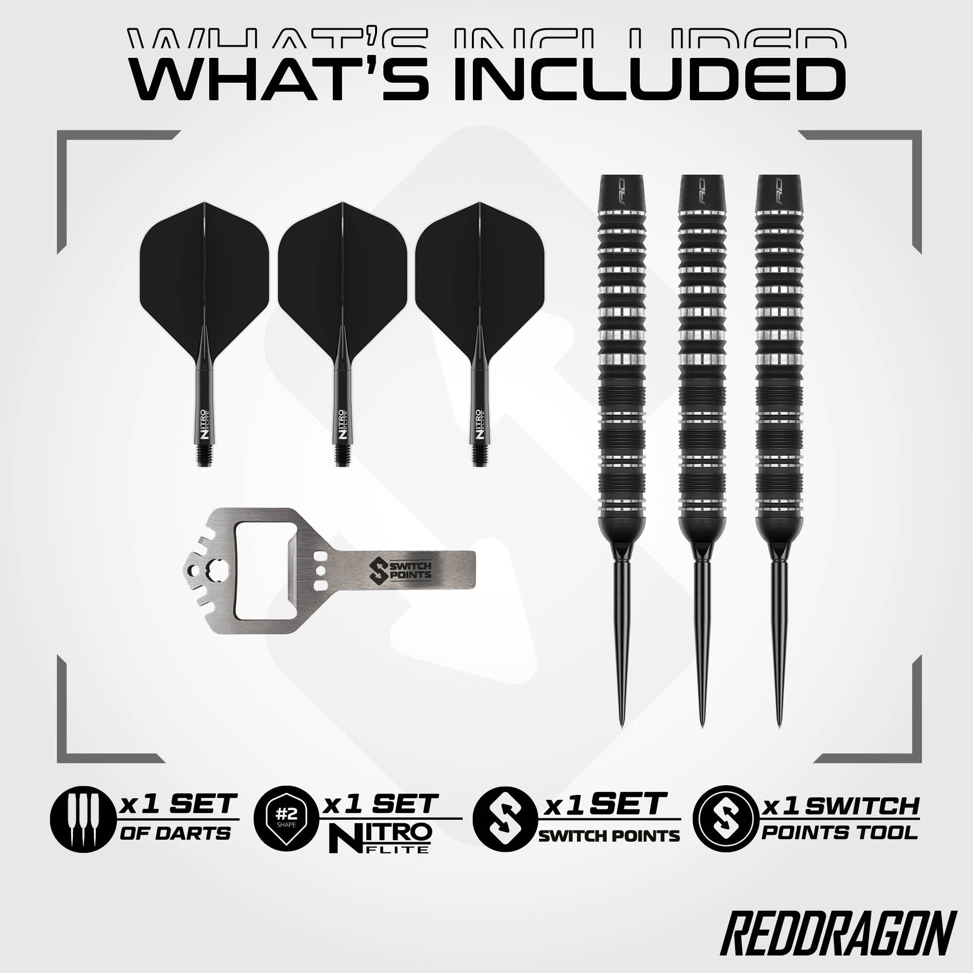Red Dragon Sable 01 Parallel - Switch Points Darts - 90% Tungsten - 21g 22g 23g 24g